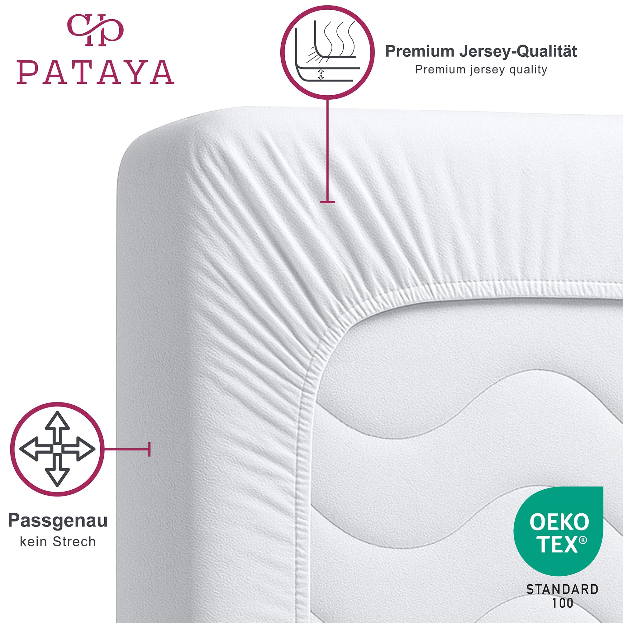 PATAYA Ochraniacz na materac 160 x 200 cm, dopasowany – wodoszczelna nakładka na materac oraz nakładka na nietrzymanie moczu, ochrona przed wilgocią, podkładka przeciw nietrzymaniu moczu (Fitted 160 x