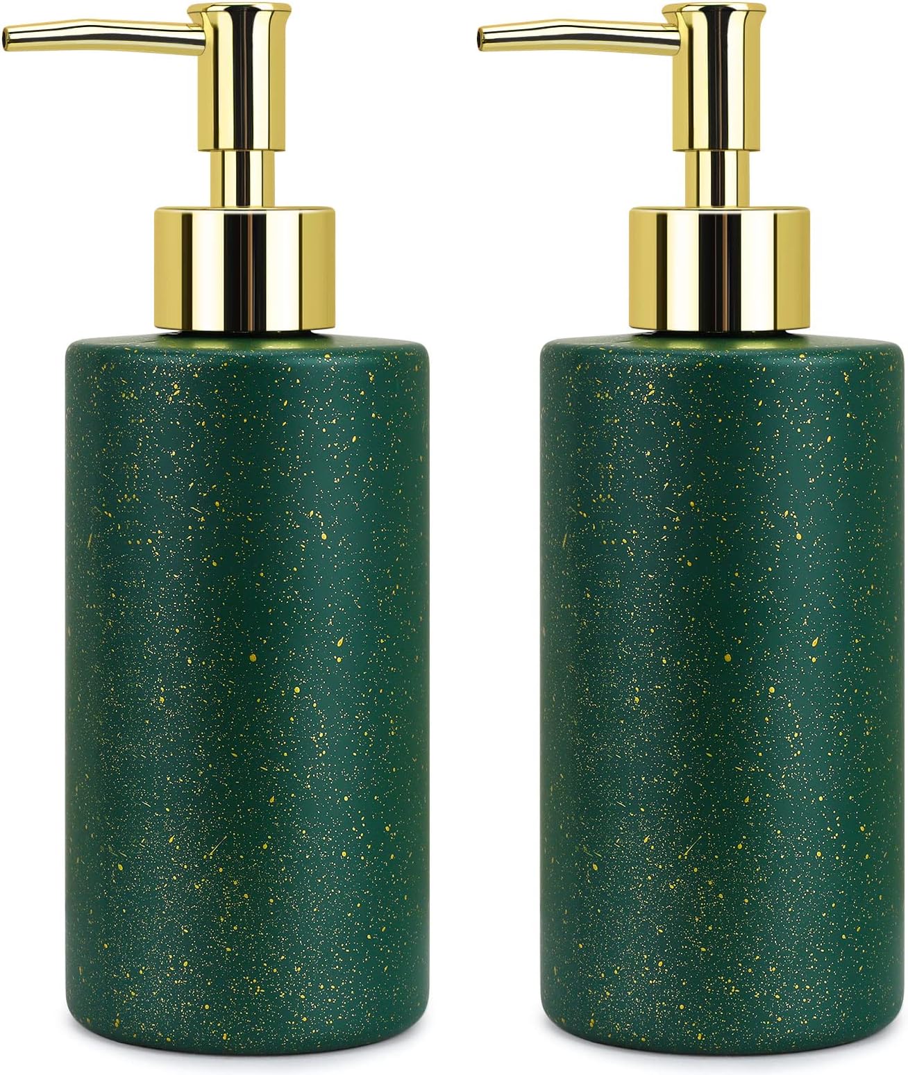 Confezione da 2 dispenser di sapone color argento, dispenser di ricambio per sapone per le mani, pompa di ricambio per lozioni, bottiglie di vetro normali