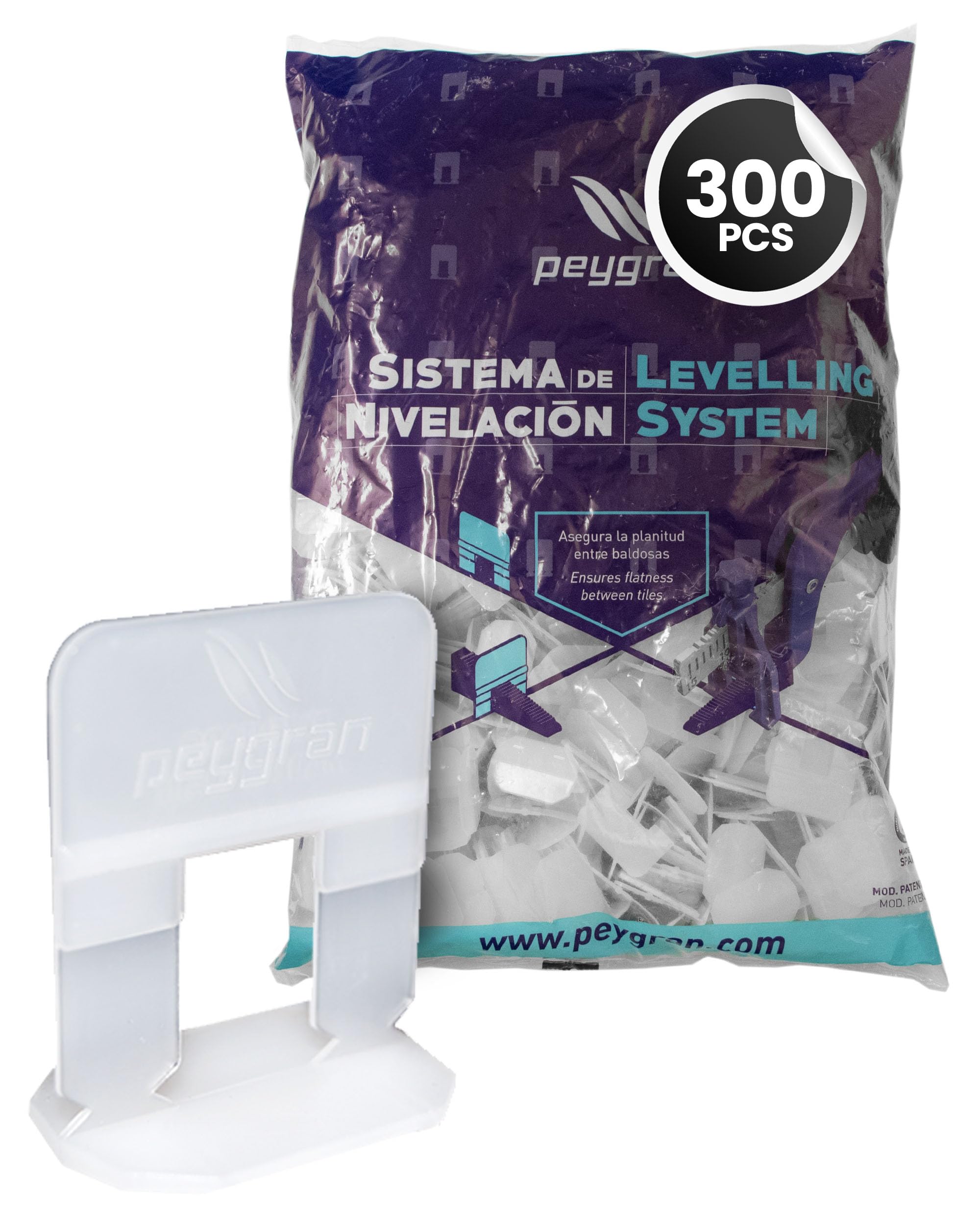 Zuglaschen Nivelliersystem Peygran 1mm weiß 300 Stück