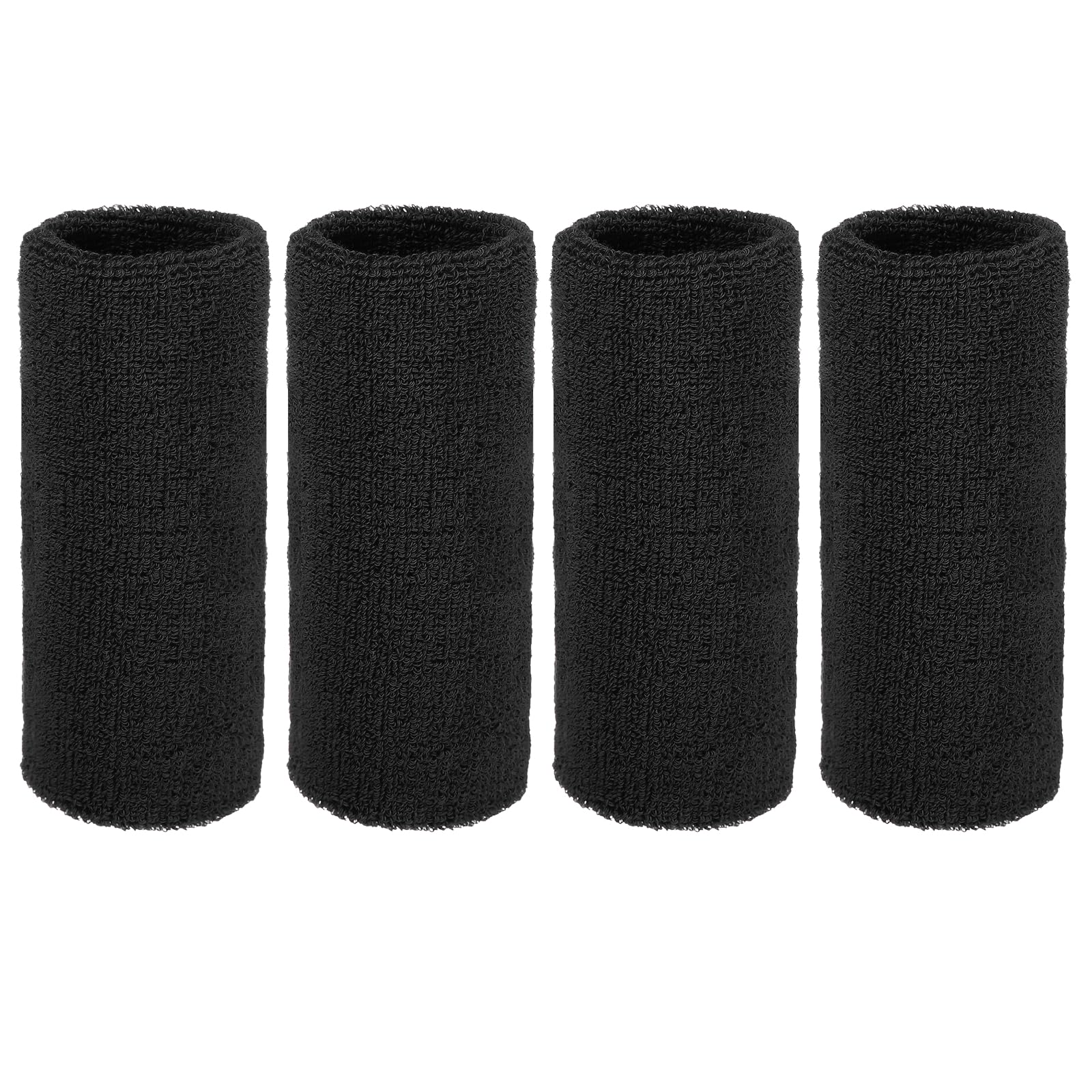 YELARXI Wristbands Sweatbands, Wrist Bands for Sweat Sports Wristbands 6x3 in & 4 Pack & Black-Fitting for (Tennis/Basketball/Football/Running/Working Out/Men & Women)