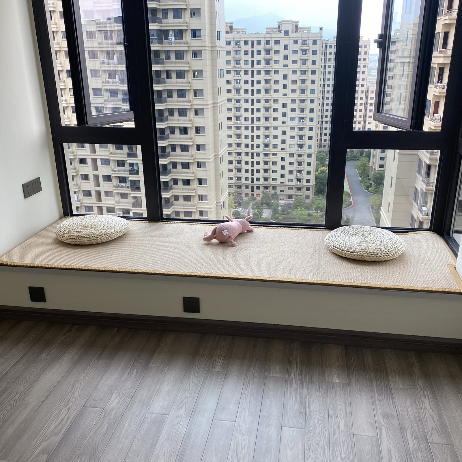 Naturfasern Bambus Teppich, 2 cm Dicker, Rutschfester Wohnzimmer-Teppich, Schwammfüllung Antikollisions-Bodenmatte Im Japanischen Stil for Büro-Balkon-Eingang