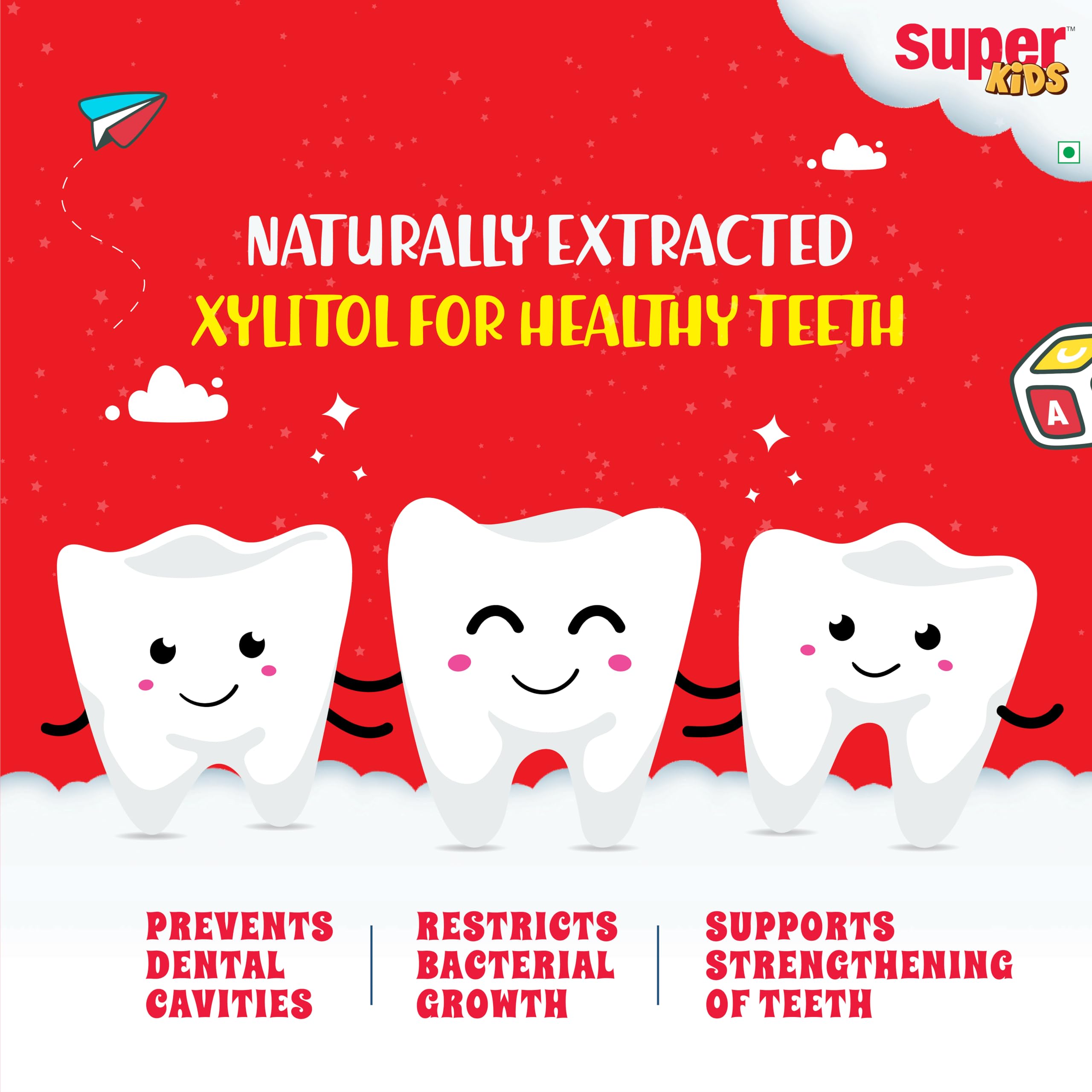 Super Kids Jack and Jill Strawberry Toothpaste for Kids 2-5 years | Baby toothpaste For Cavity Protection, Strawberry Flavoured) 50 Gm 1