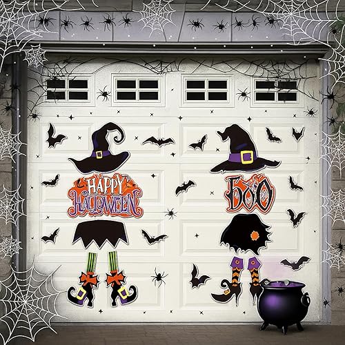 Kanayu 17 calcomanías magnéticas de Halloween para decoración de garaje de Halloween, sombrero de bruja, murciélagos magnéticos, decoración de