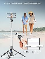 Vista 6 de Trípode de teléfono de 71 pulgadas y palo para selfie, trípode extensible todo en uno para teléfono celular con control remoto inalámbrico, soporte