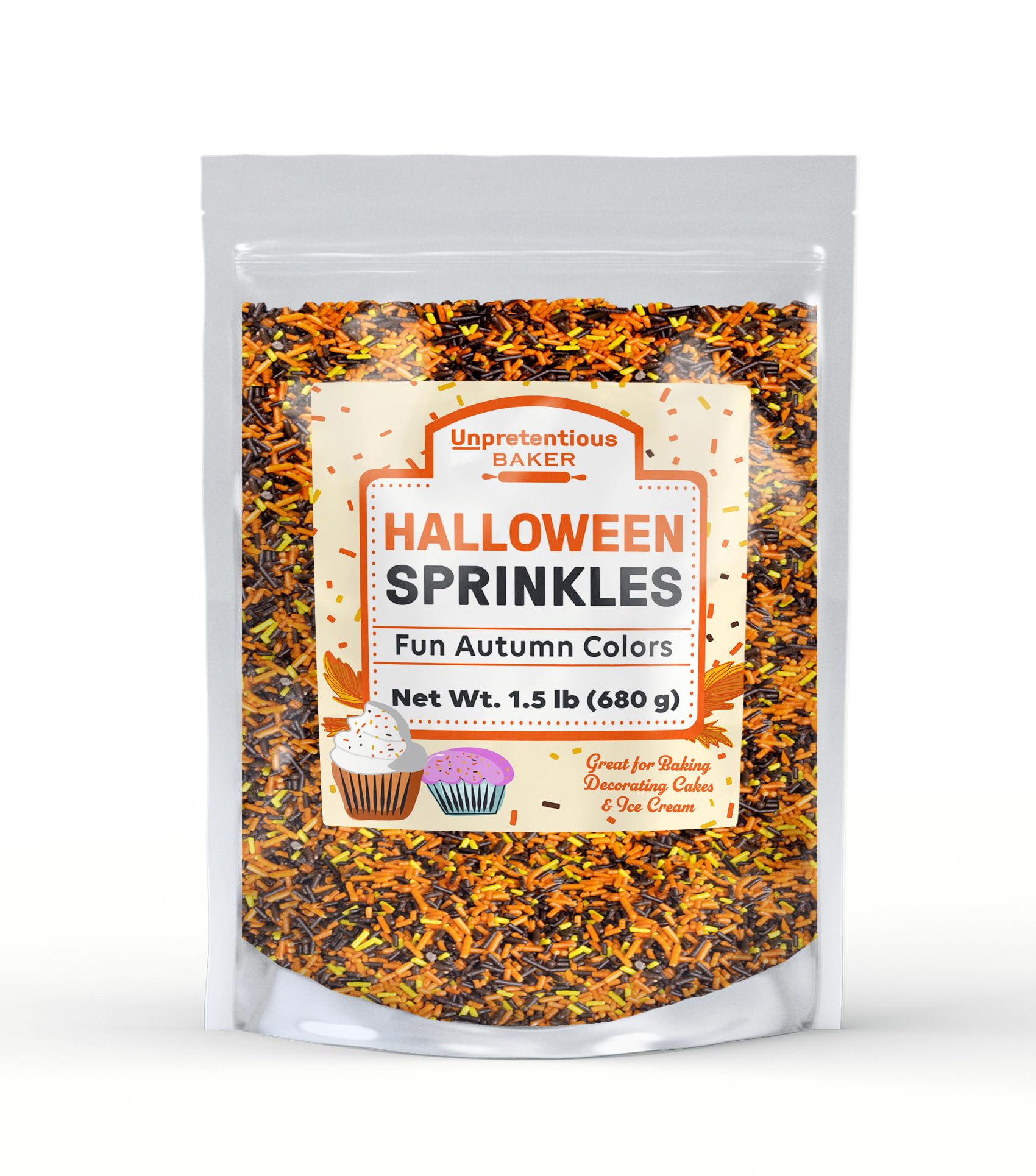Unpretentious Halloween Sprinkles (1.5 lb) Autumn Mix Jimmies, Gluten Free, Orange, Yellow, & Brown Halloween Sprinkles