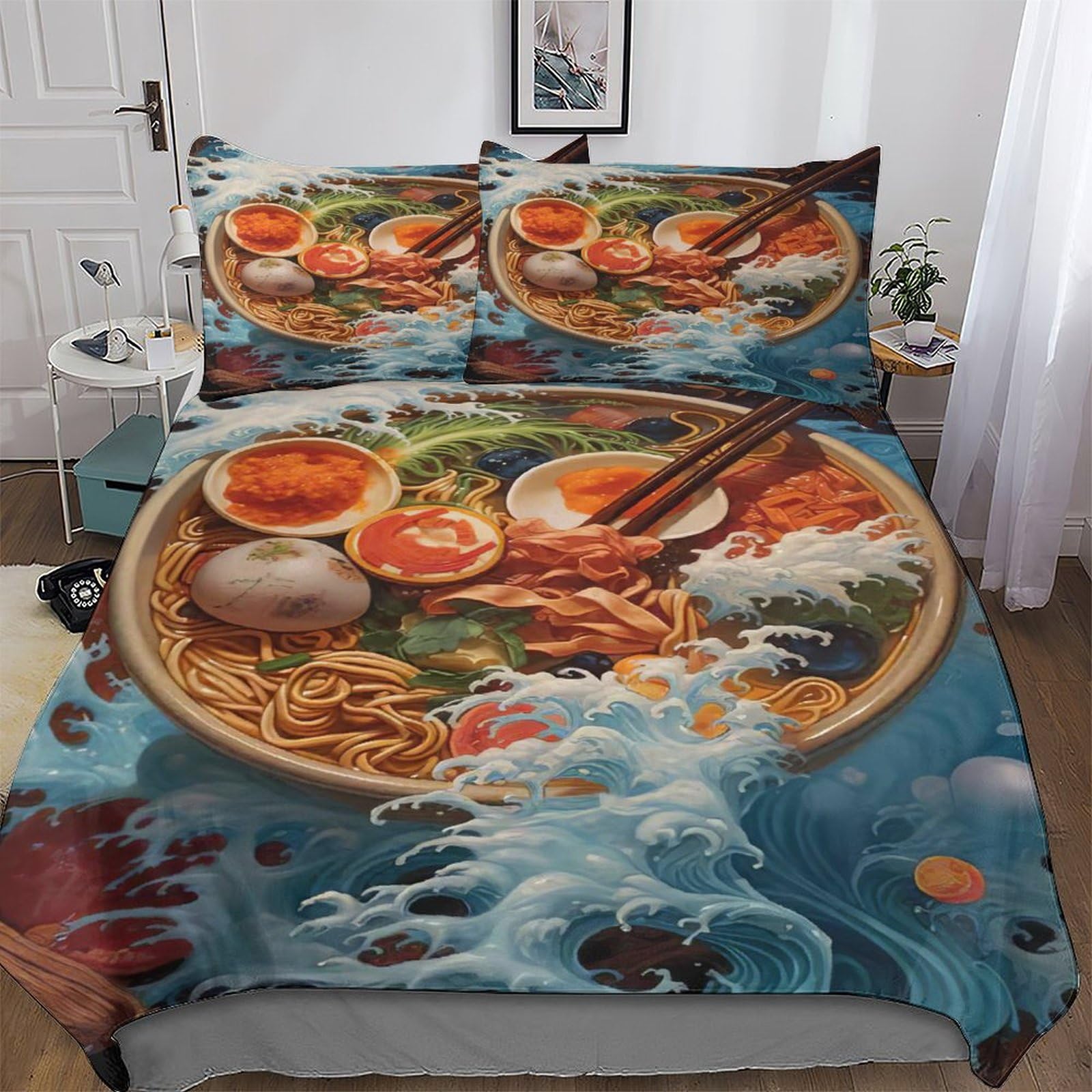 Idée cadeau ado avec cette parure de lit 3 pièces ramen double 200x200 cm
