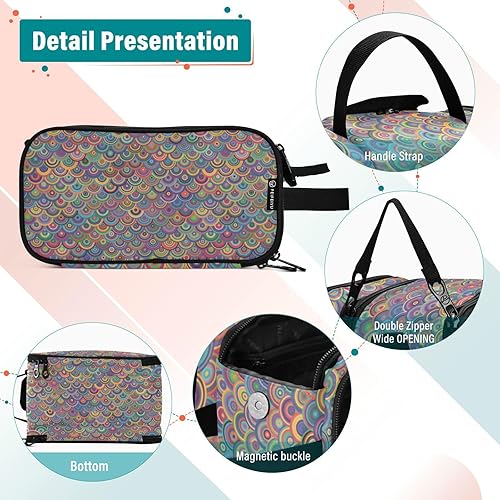 Miniatura 3 de Wudan Rainbow Scales Bolsa de Cosméticos Accesorios Bolsa de Cosméticos Maquillaje para Artículos de tocador Cosméticos 11 x 7 pulgadas, Rainbow