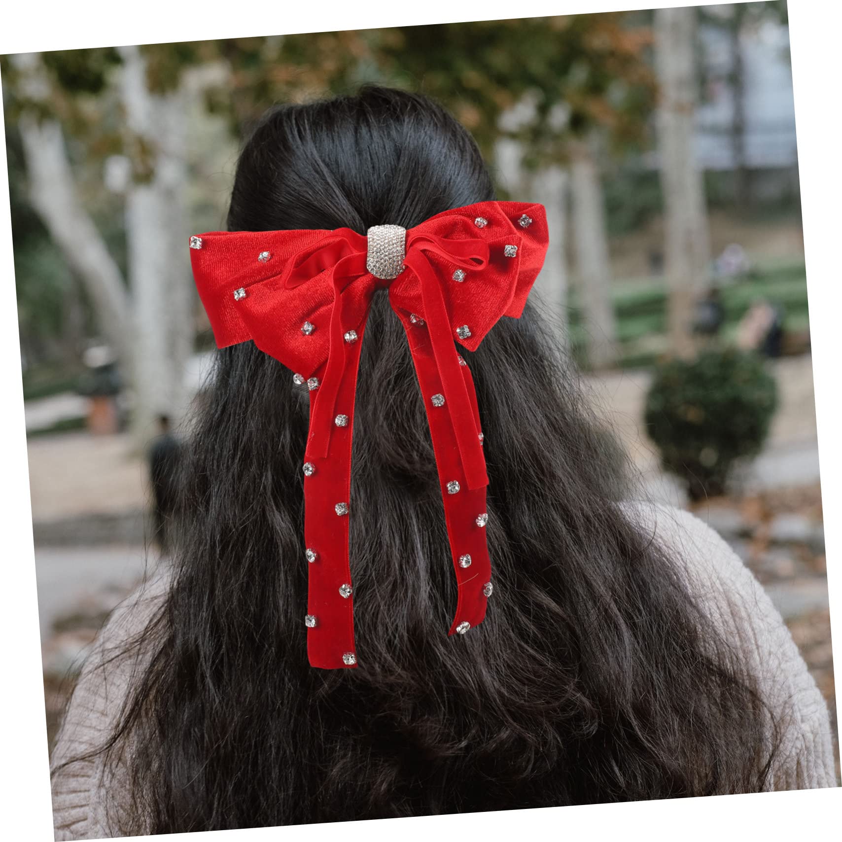 FRCOLOR 4 Pz forcina ad fermagli per perlati fermagli per ragazze fiocchi di di raso copricapo clip fermanello tornante femminile molletta per tessuto rosso