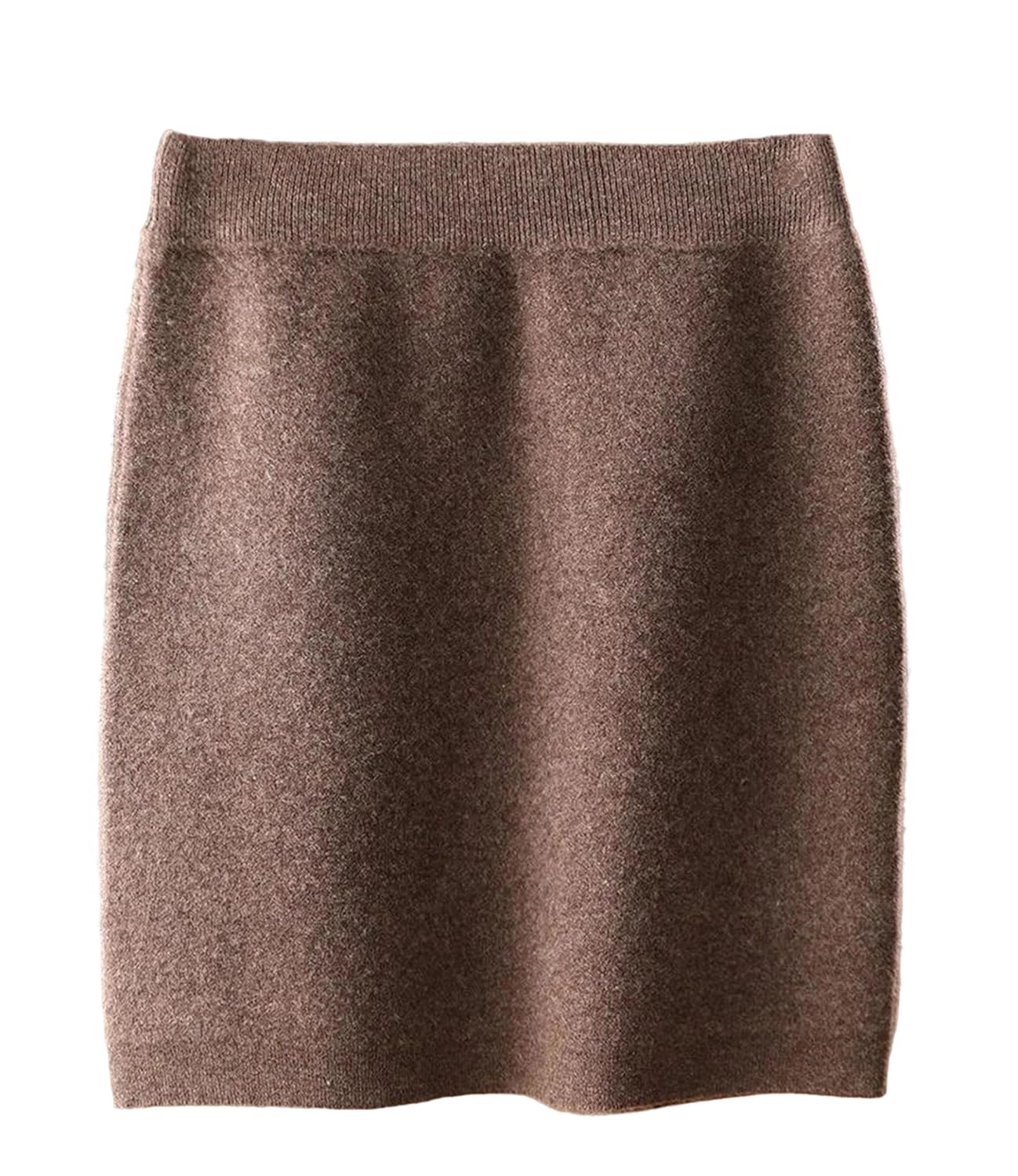 Womens Elastic Waist Slim Fit Merino Wool Mini Skirt Autumn Winter Office Knitted Above Knee Skirt