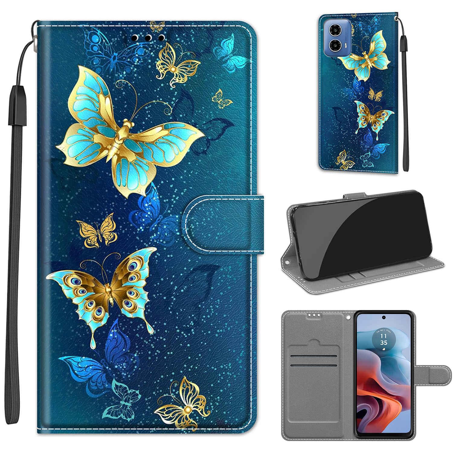 YUECXIN Klapphülle Für Motorola Moto G34/G45 5G – PU Leder Mit Ständer, 3 Kartenfächern & Magnetverschluss, Schwarz