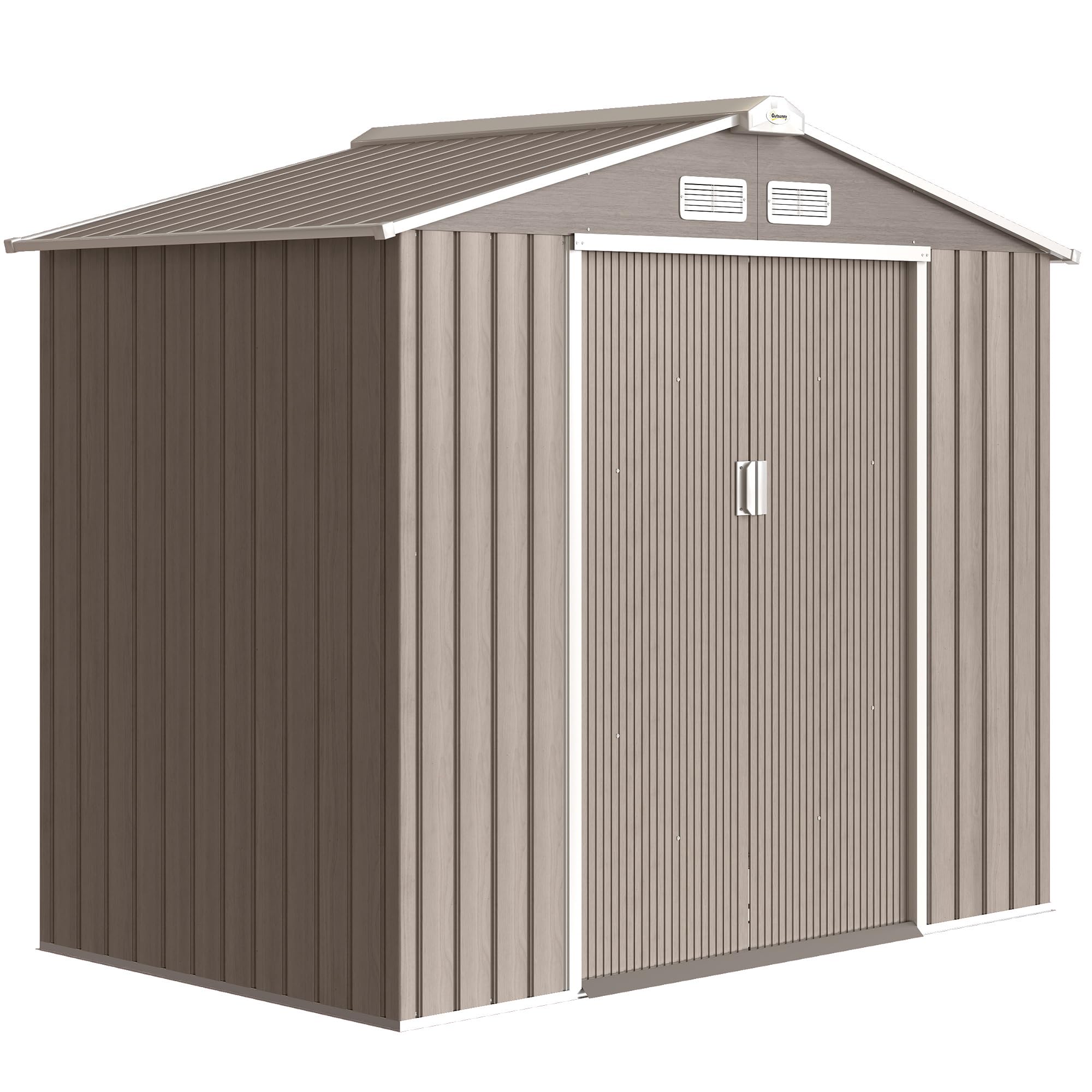 Outsunny Caseta de Jardín Exterior, 2,5 m² 213x130x185 cm, Cobertizo de Jardín Exterior Metálico con 2 Puertas Correderas, Base Refuerzo (Suelo NO Incluido) y 4 Ventanas, Verde Oscuro — view 15