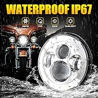 Vista 6 de Faro LED cromado de 7 pulgadas aprobado por DOT compatible con Harley Motorcycle Tour, FLD, Softail Heritage, Street Glide, Road King, Electra