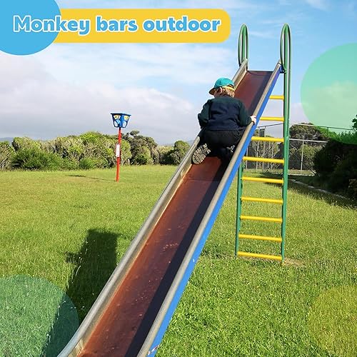 Miniatura 5 de Juego de 15 barras de metal de 16 pulgadas para patio trasero y juego de escalada para niños en interiores y exteriores, juego de 15 (amarillo)