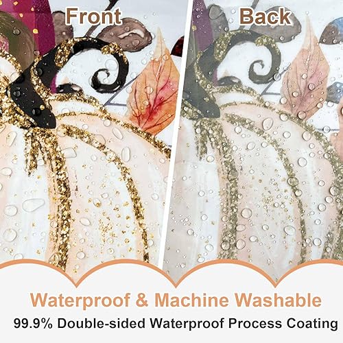 Miniatura 4 de Baccessor Cortina de ducha de calabaza dorada de otoño, Acción de Gracias, hoja de arce, Halloween, cosecha, cortina de ducha de granja,