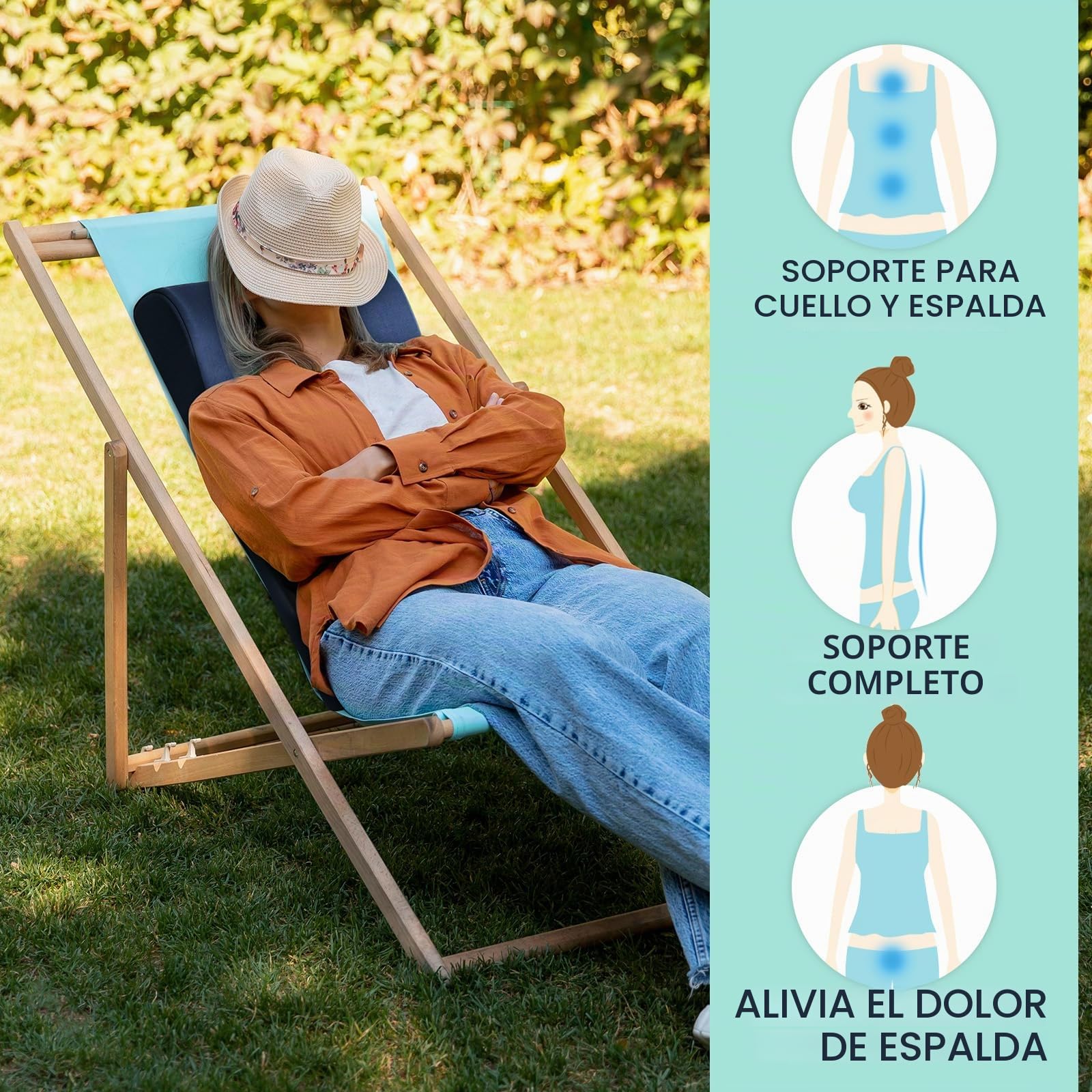 GOFORIT Cojín de espalda ergonómico para sillón reclinable y silla de columpio - 68 cm extra alto, suave cojín 2en1 para el cuello y la zona lumbar, antideslizante, funda lavable, para sofá y silla de