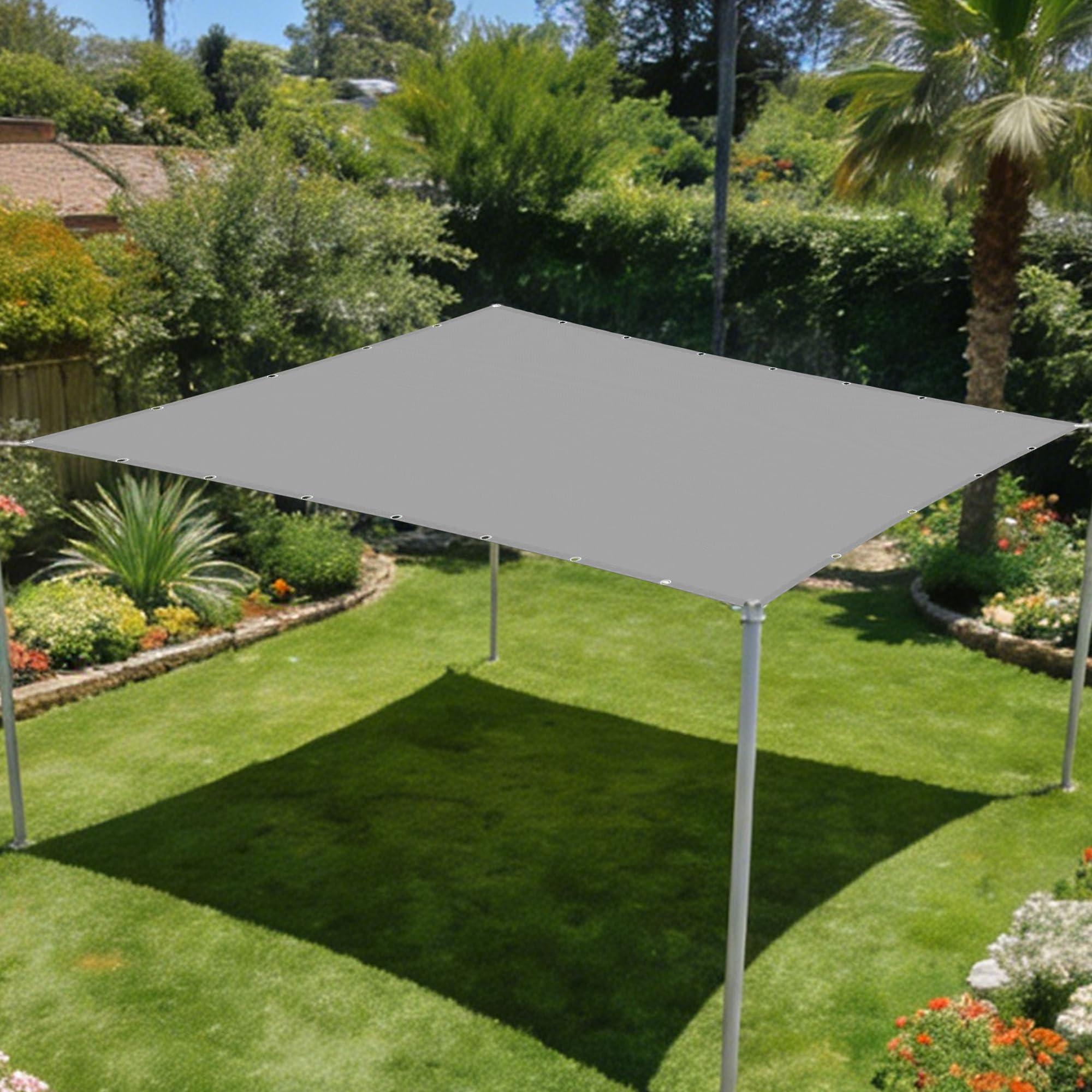 Voile d'ombrage rectangulaire 300x380 cm gris clair pour jardin