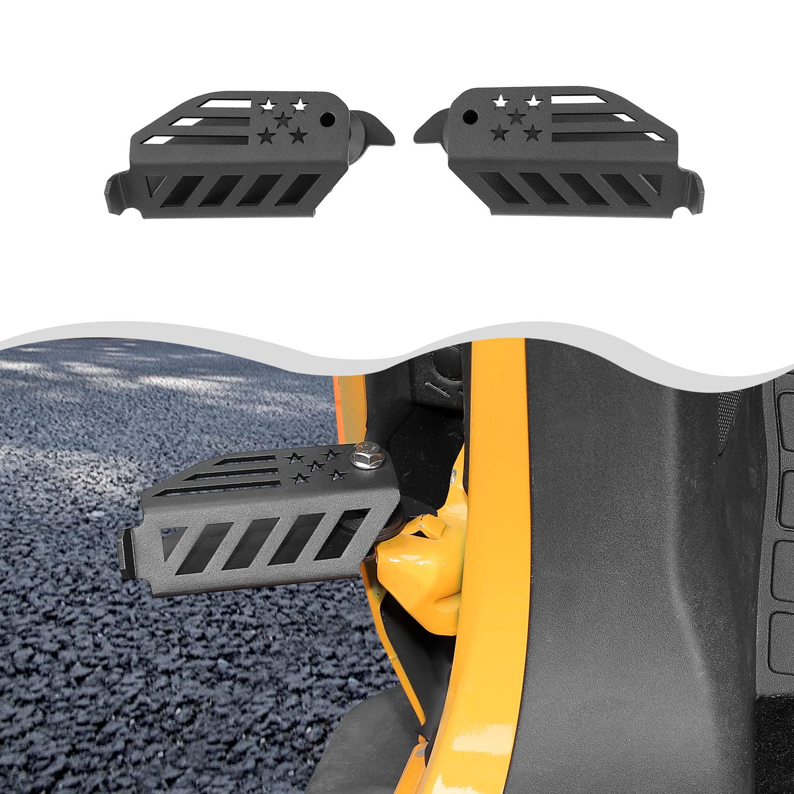 HTHE Front Foot Pegs Compatible With Ford Bronco Exterior Door Hinge Foot Peg Rest 2021 2022 + 2/4Doors (Black,2pc/set, iron,Model A)