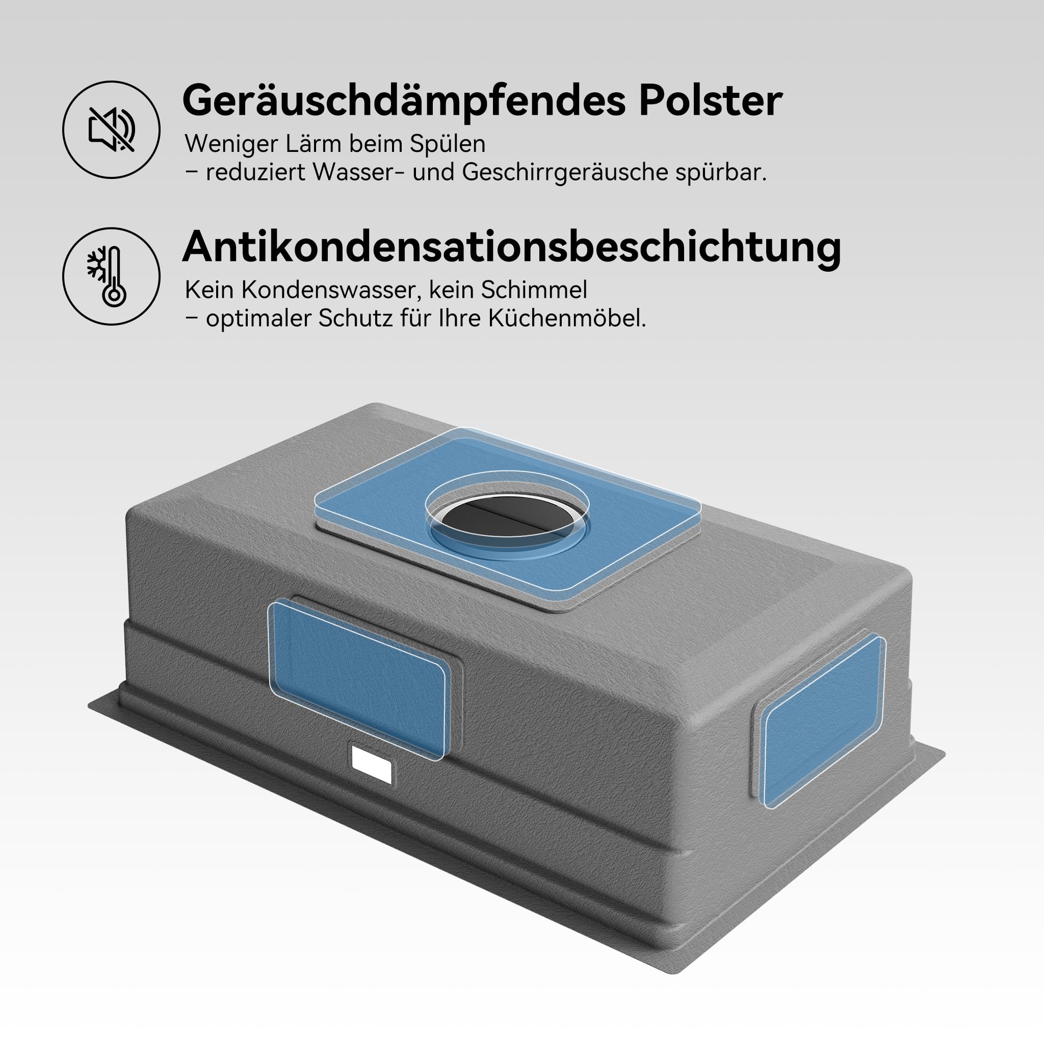 HOROW Spülbecken Edelstahl Multifunktionale 70 × 45 cm mit Siphon Set | Küchenspüle inkl. Schneidebrett und Ersatz-Innenspüle, Großes Fassungsvermögen, ideal für die Familienküche, Schmutzabweisend