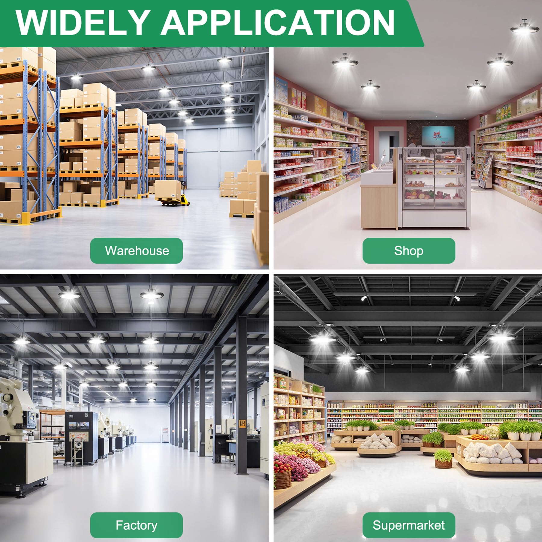 UFO LED High Bay Light 300W 4Pack High Bay Led Shop Lights 45 000LM 5000K Dimmable 6 Cable — view 8