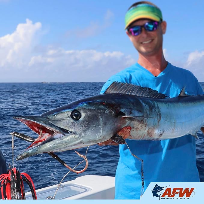 AFW líder de pesca acero inoxidable rojo 18 pulg 3 piezas miniatura 6