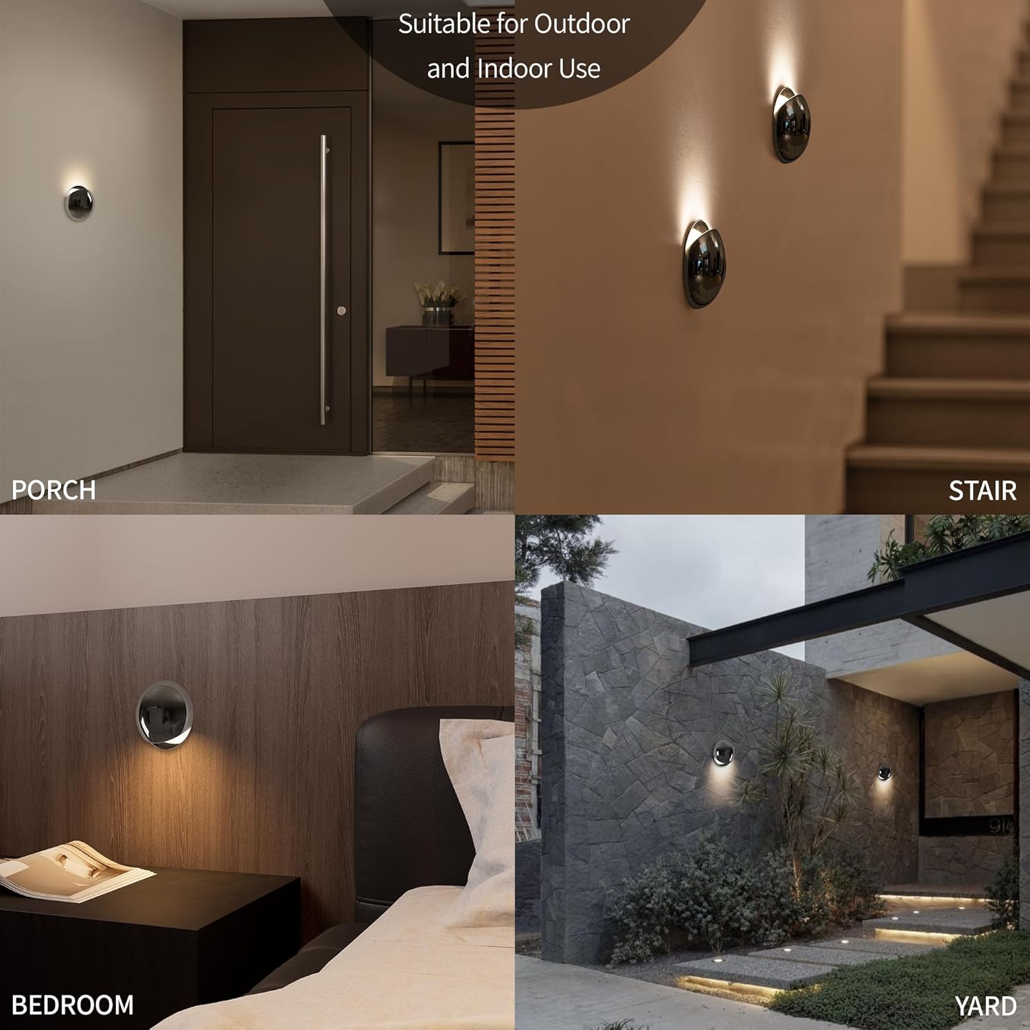 2025 Upgraded Waterproof Moden Luxury Wall Sconce, Chrome Outdoor LED Wall Lighting, Mirrors Wall Mount Lamp for Bedroom, Bathroom Vanity Lighting for Bedsiade Hallway Corridor 7W 3000K CRI 94