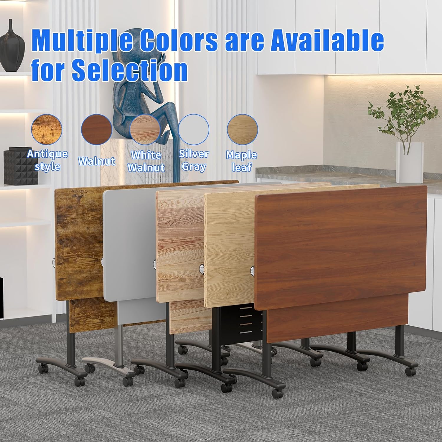 2 Pack Folding Conference Room Table, Modern Conference Tables with Wheels for Office Classroom,70.8in Flip-Top Portable Training Table Water-Resistant P2 Particle Board & Anti-Corrosion Alloy Frame