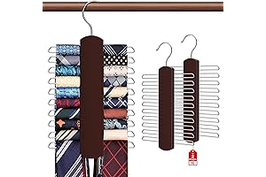 2 Pack Tie Rack for Closet - Premium Wooden Necktie Organizer