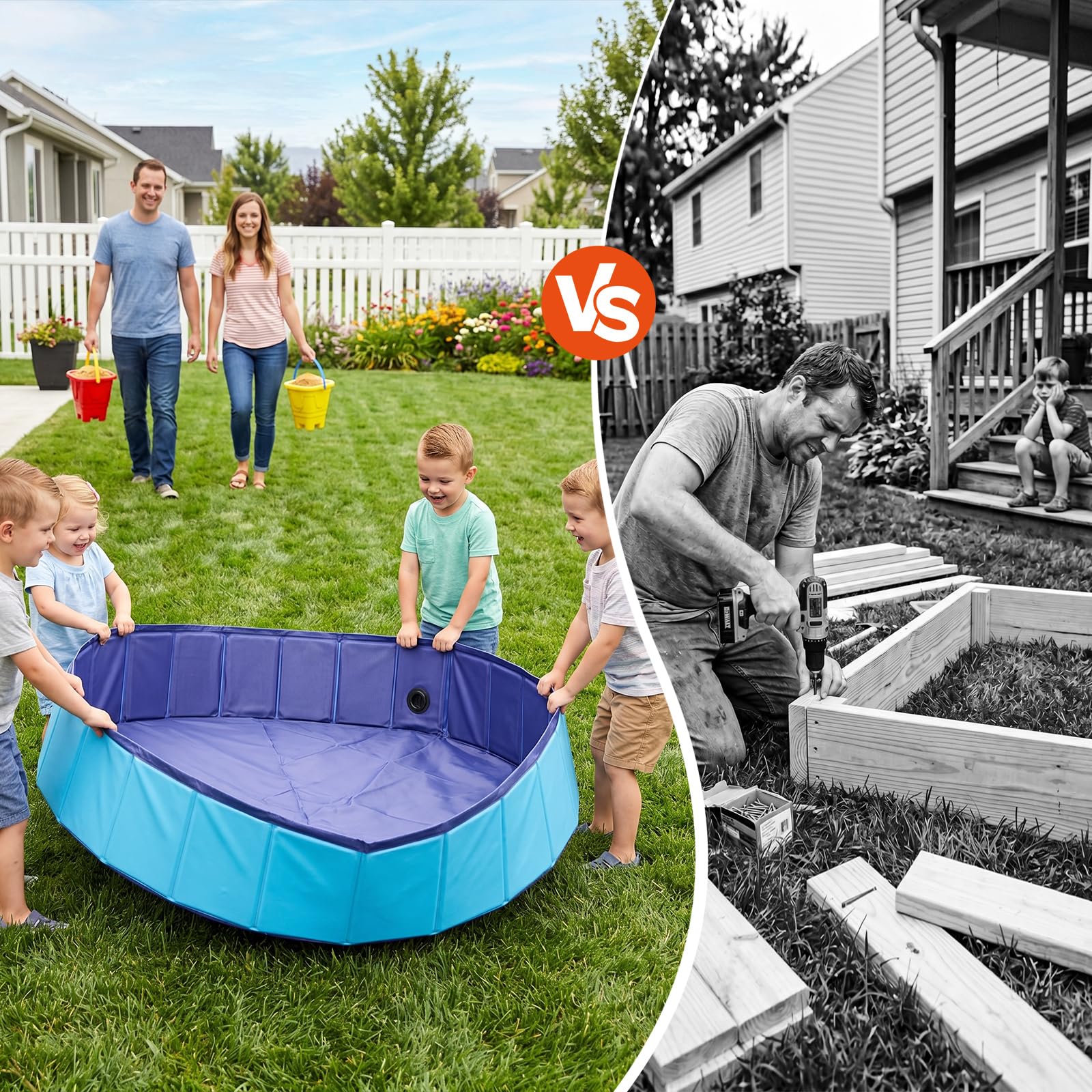 Faltbarer Sandkasten für Kinder, groß, 121,9 x 121,9 cm, Sandkasten-Spielzeug für Kinder im Alter von 3–8 Jahren, tragbarer Outdoor- und Indoor-Sandkasten für Hinterhof, Balkon, Strand, Camping