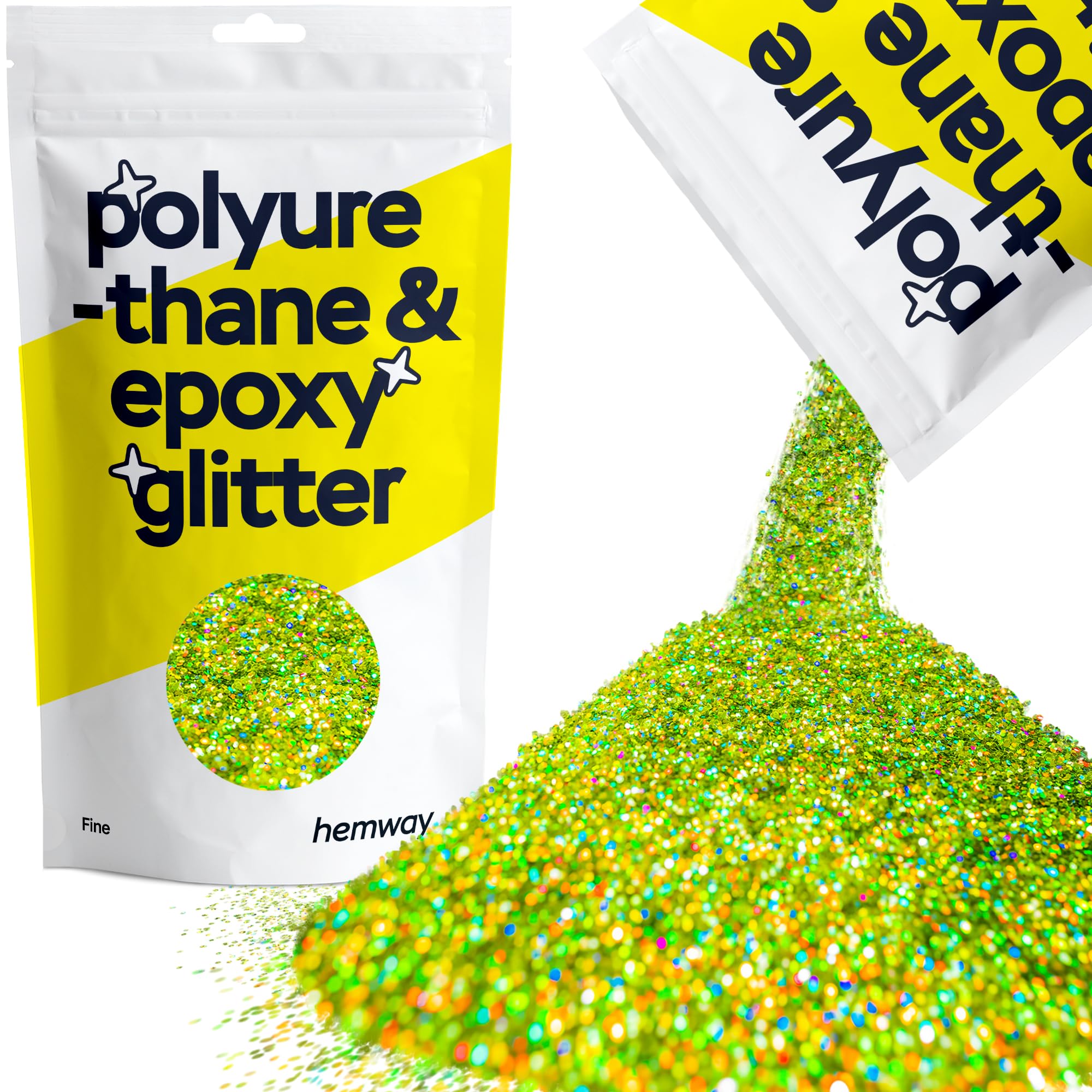 Hemway Resin Glitter Lime Green Holographic 100g Fine