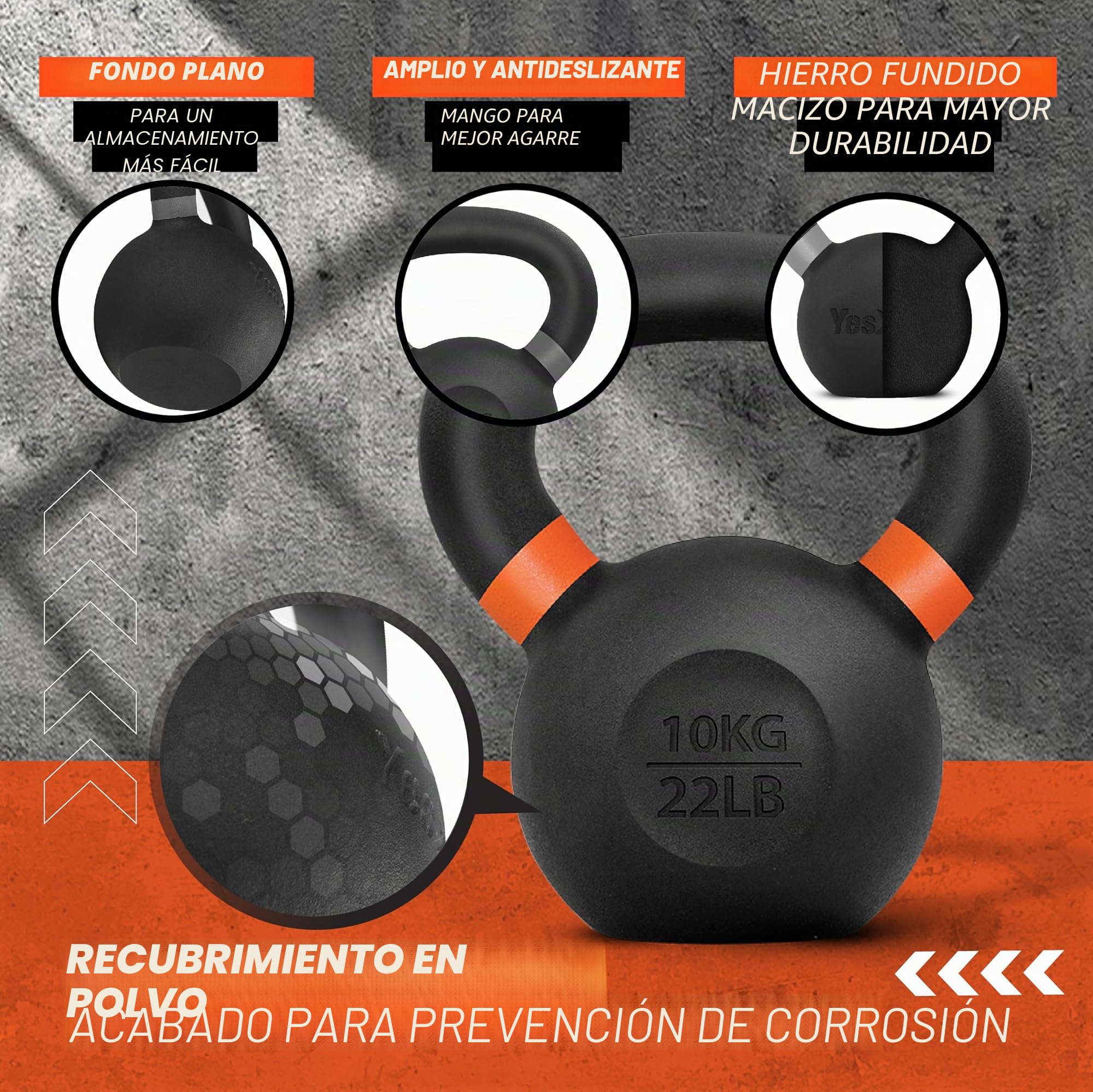Yes4All 4-32kg Pesa Rusa recubierto de polvo con mango ancho, Kettlebell de competición