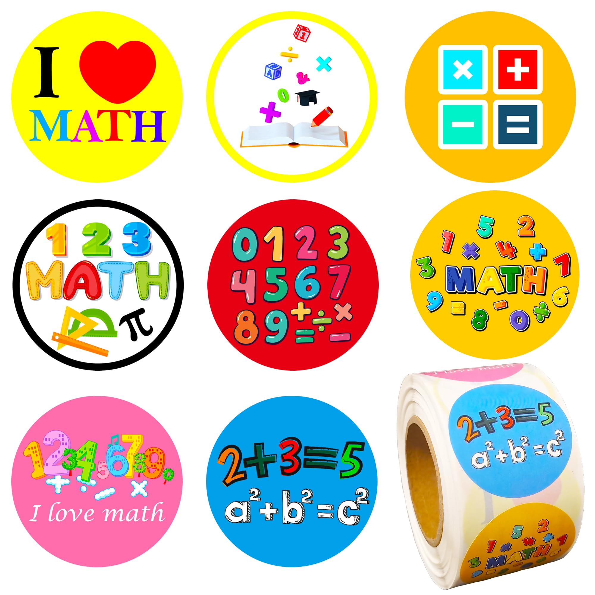 Yunahoo 500PCS I Love Math Stickers Personalized Motivate Party Favors Supplies Decorations Party Carnival Events Prize