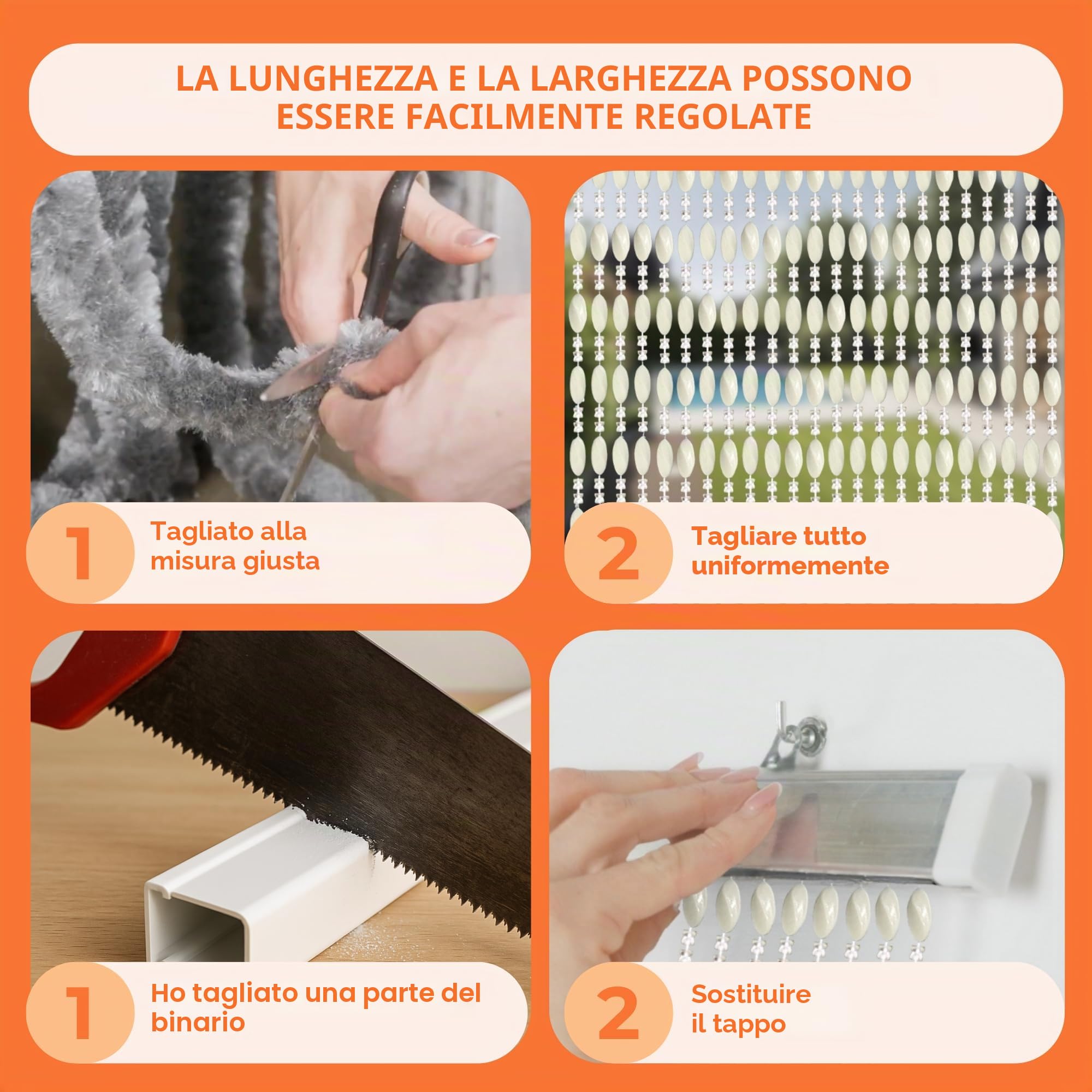 Trente Tenda a Perline Duo - Zanzariera per Finestra, Diverse Misure e Colori, Zanzariera per Porta del Balcone, Perline Antinsetto, Tenda Antizanzare Bianca 90 x 200 cm