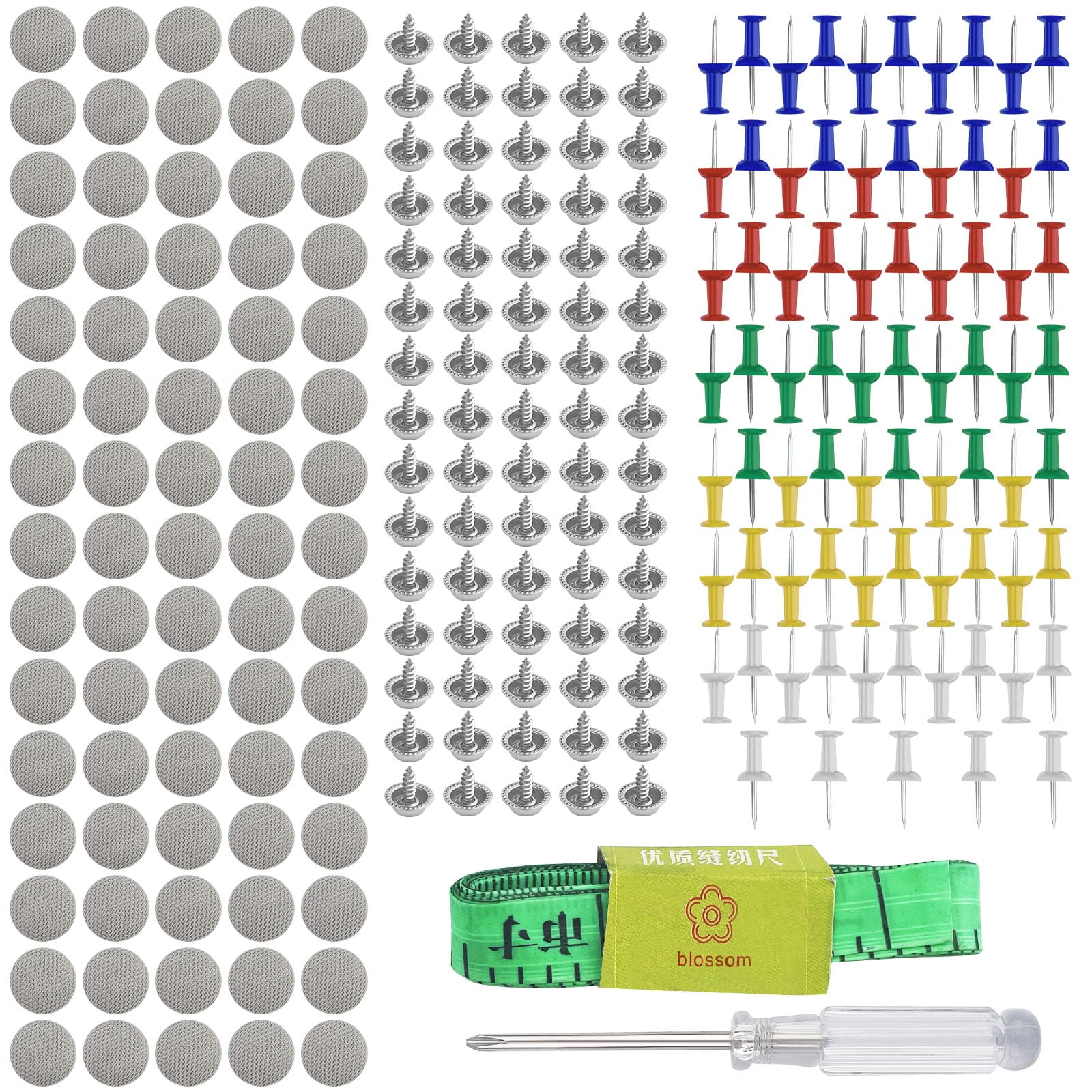 65PCS Chinchetas Techo Coche, Botones Reparación Techo Coche con 65 Pasadores de Colores 1 Destornillador 1 Cinta Métrica, Coche Techo Para Todos Los Coches Fijos Universal Retenedor