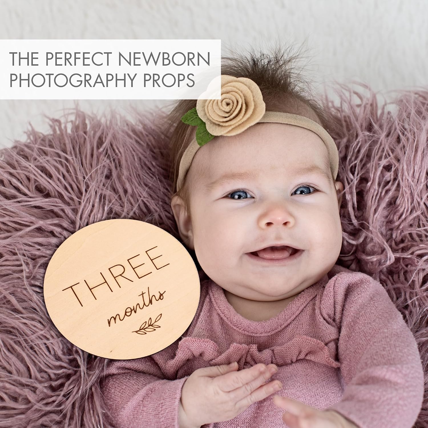 Beautiful Baby Monthly Milestone Cards - The Perfect Wooden Discs for Adorable Milestone Pictures of Your Newborn Boy/Girl - 7 Reversible Circles incl. Announcement & Hello World Sign Are A Great Gift