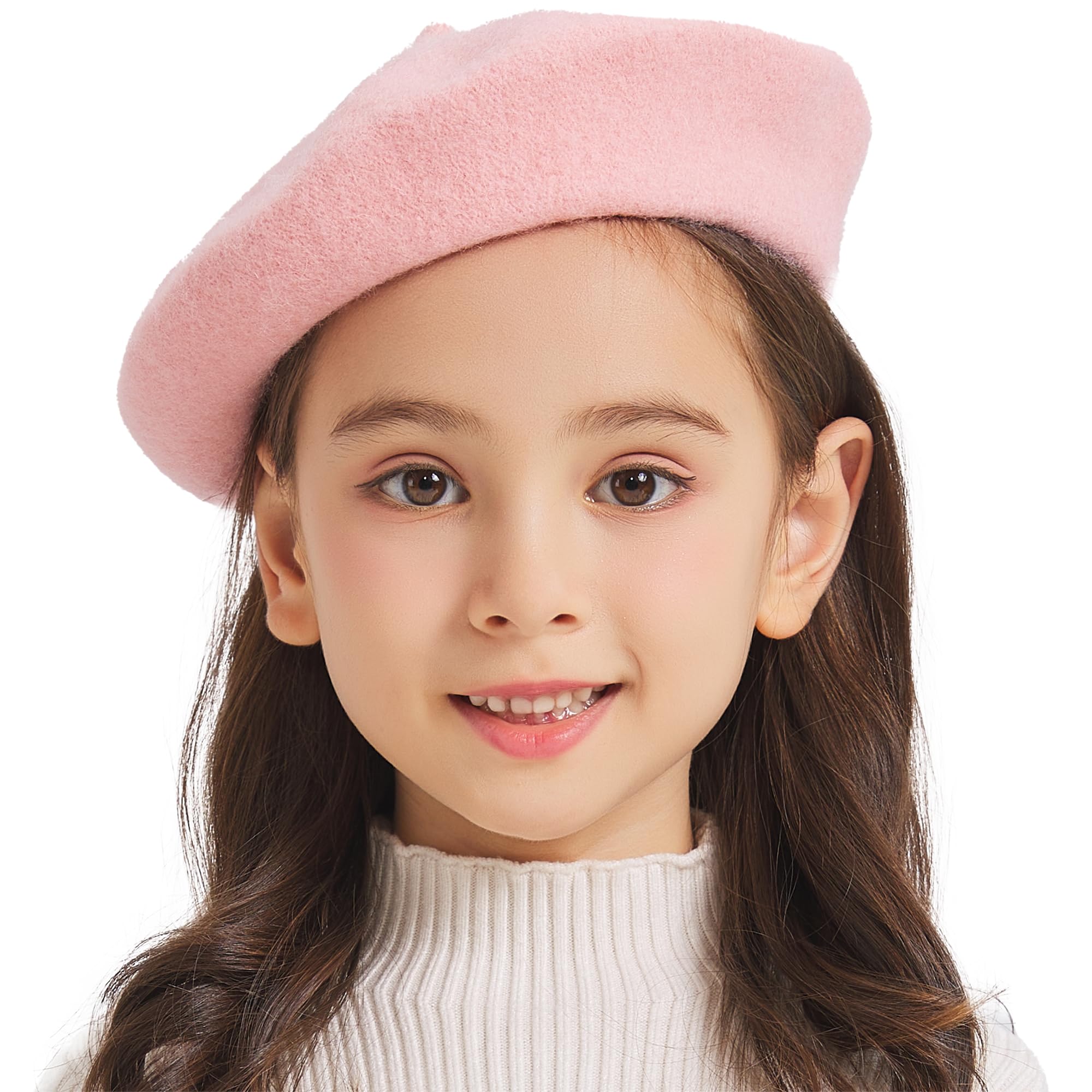ZLYC Wool Kids Beret Hat Girls Solid Color Artist French Beret Cap