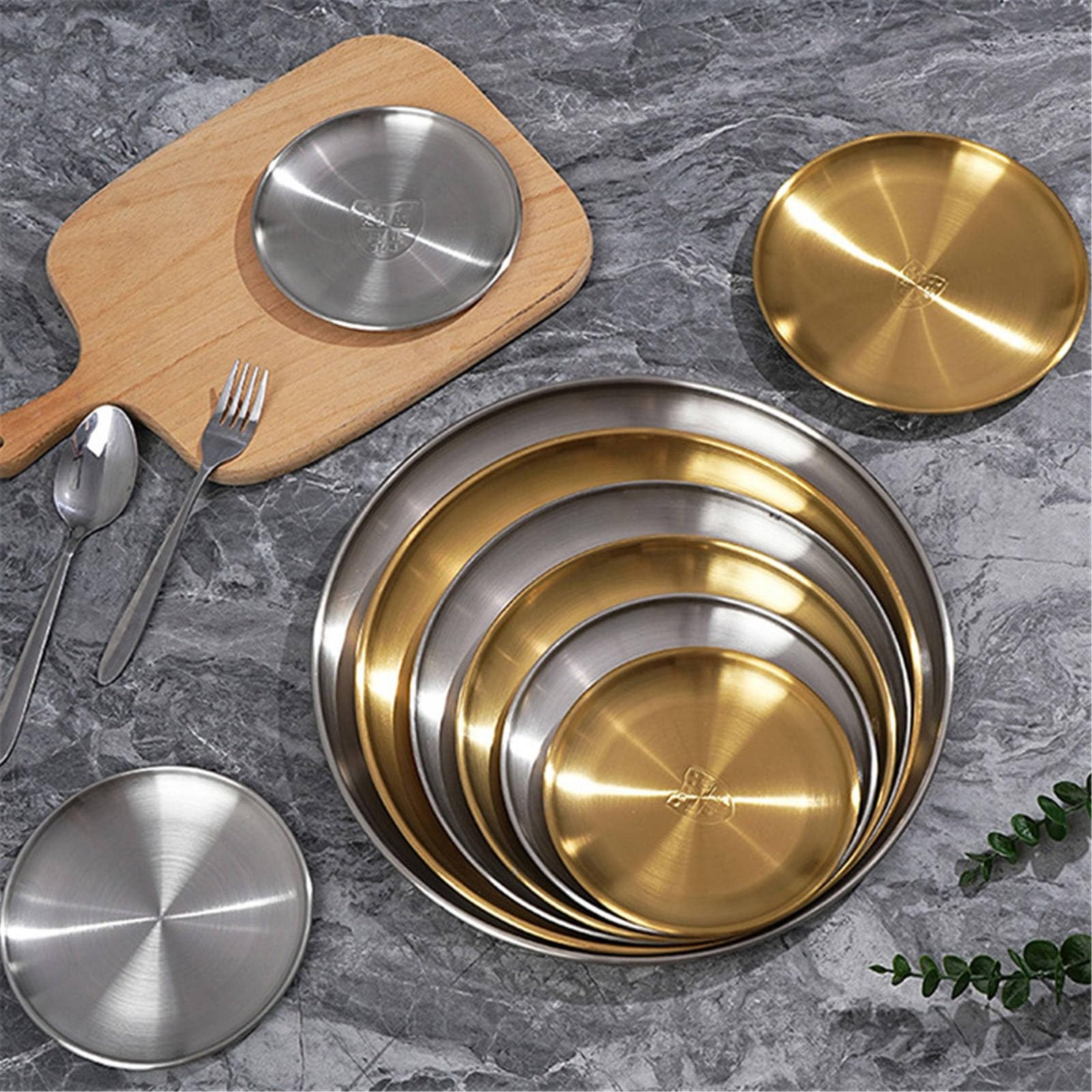 Piatti Portata Acciaio Inox - 6 Pezzi | Rotondi, Lavabili In Lavastoviglie | Per Snack E BBQ - Foto 8