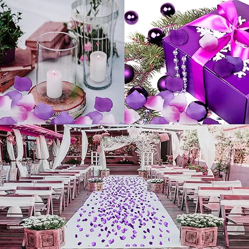 Miniatura 3 de 3000 pétalos de rosa, pétalos de rosa para bodas, pétalos de flores artificiales (morado)