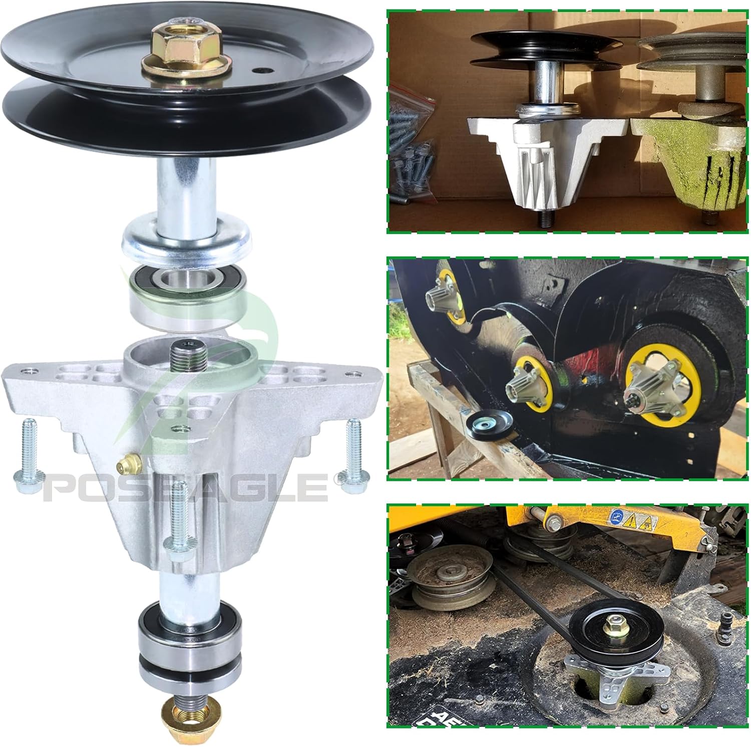 3 Pack Pre-Greased 918-06980 Spindle Assembly with 756-05034A Idler Pulley for XT1-GT50, RZT-S50, RZT-LX50, RZT-L50, RZT-S50KH, RZT-SX50, ZT2-50, ZT1-50, ZT-L50, G8200, G8300 Lawn Tractors