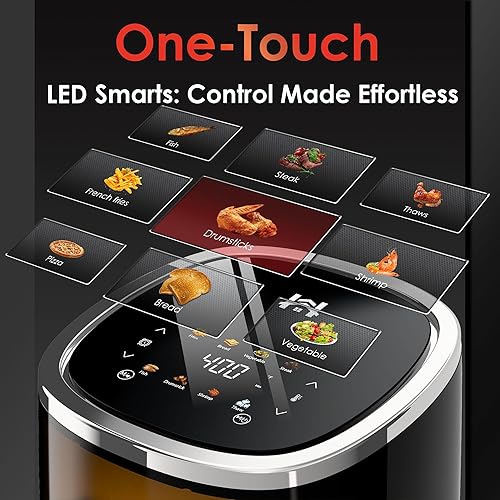 Miniatura 2 de Freidora de aire compacta de 4 cuartos de galón, 9 en 1 con freidora de aire inteligente digital a color, ventana de visión, freír al aire, asar,