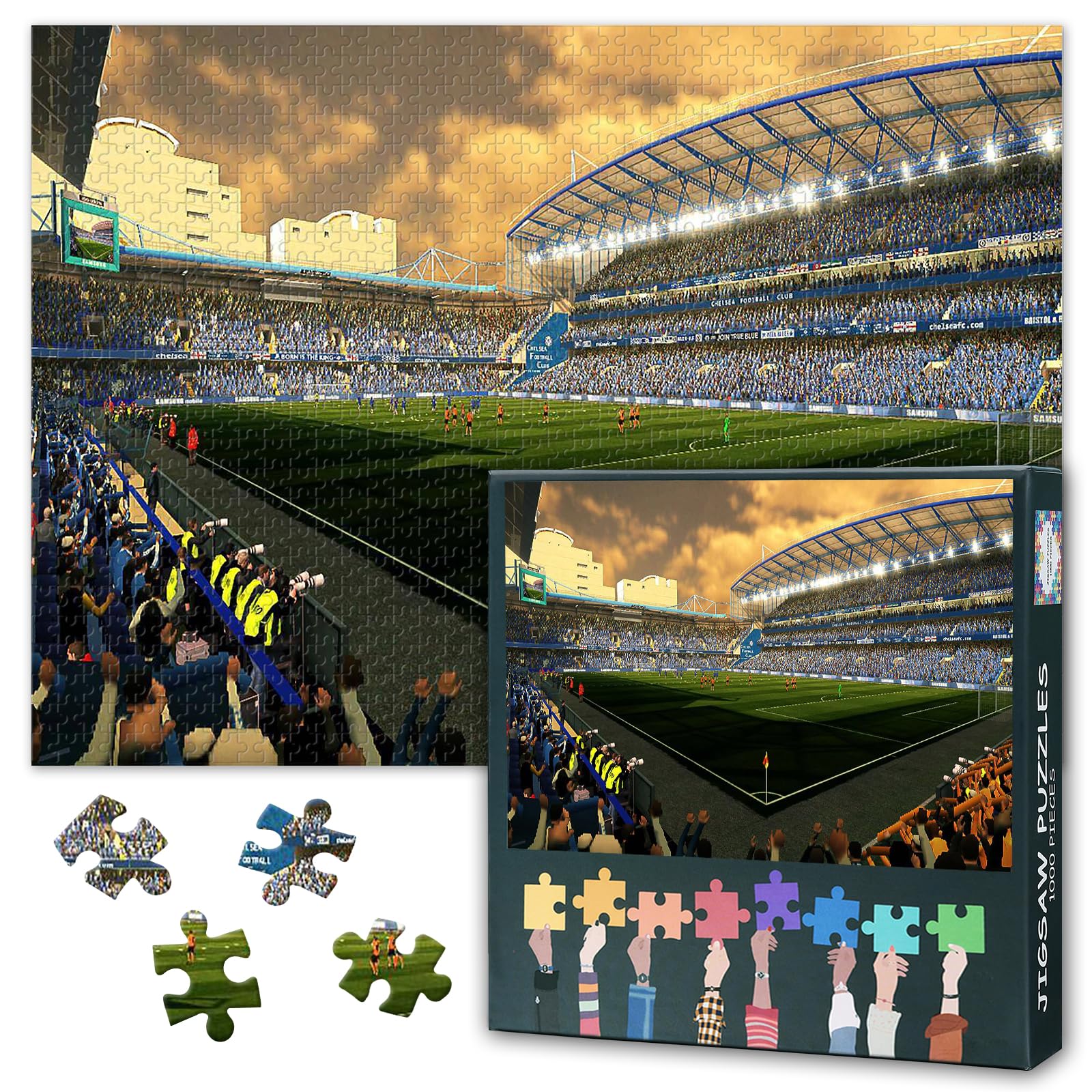 1000-Piece Jigsaw Puzzle for Adults - Stamford Bridge Football Field Puzzles Challenging Wall Decor for Home Bedroom Decor 50x70cm