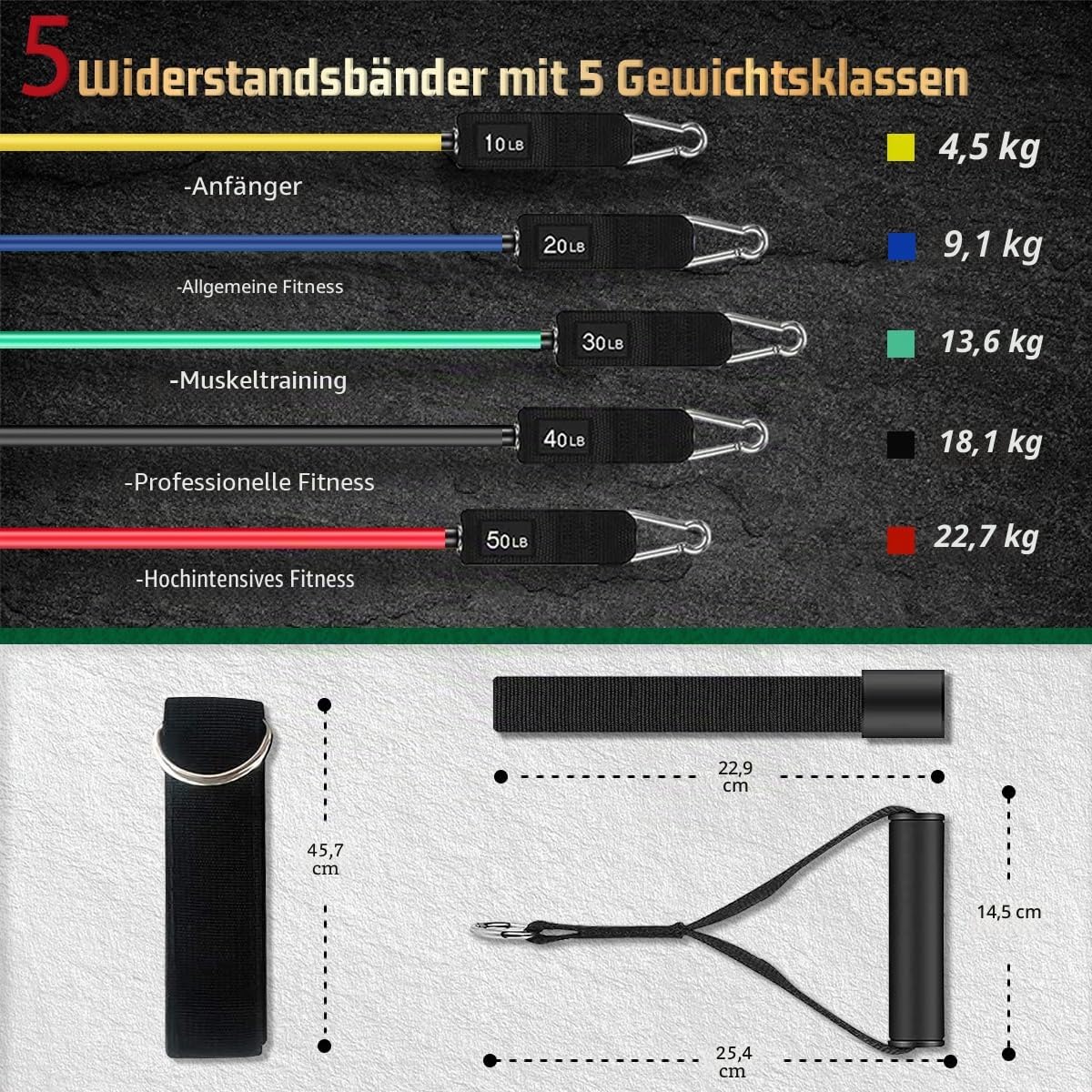 VEICK Widerstandsbänder, Übungsbänder, Trainingsbänder, Widerstandsbänder für Training mit Griffen für Männer und Frauen, Übungsbänder für Krafttrainingsgeräte zu Hause