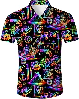 RAISEVERN Mens Hawaiian Shirt Casual Summer Button Down Short Sleeve Shirt