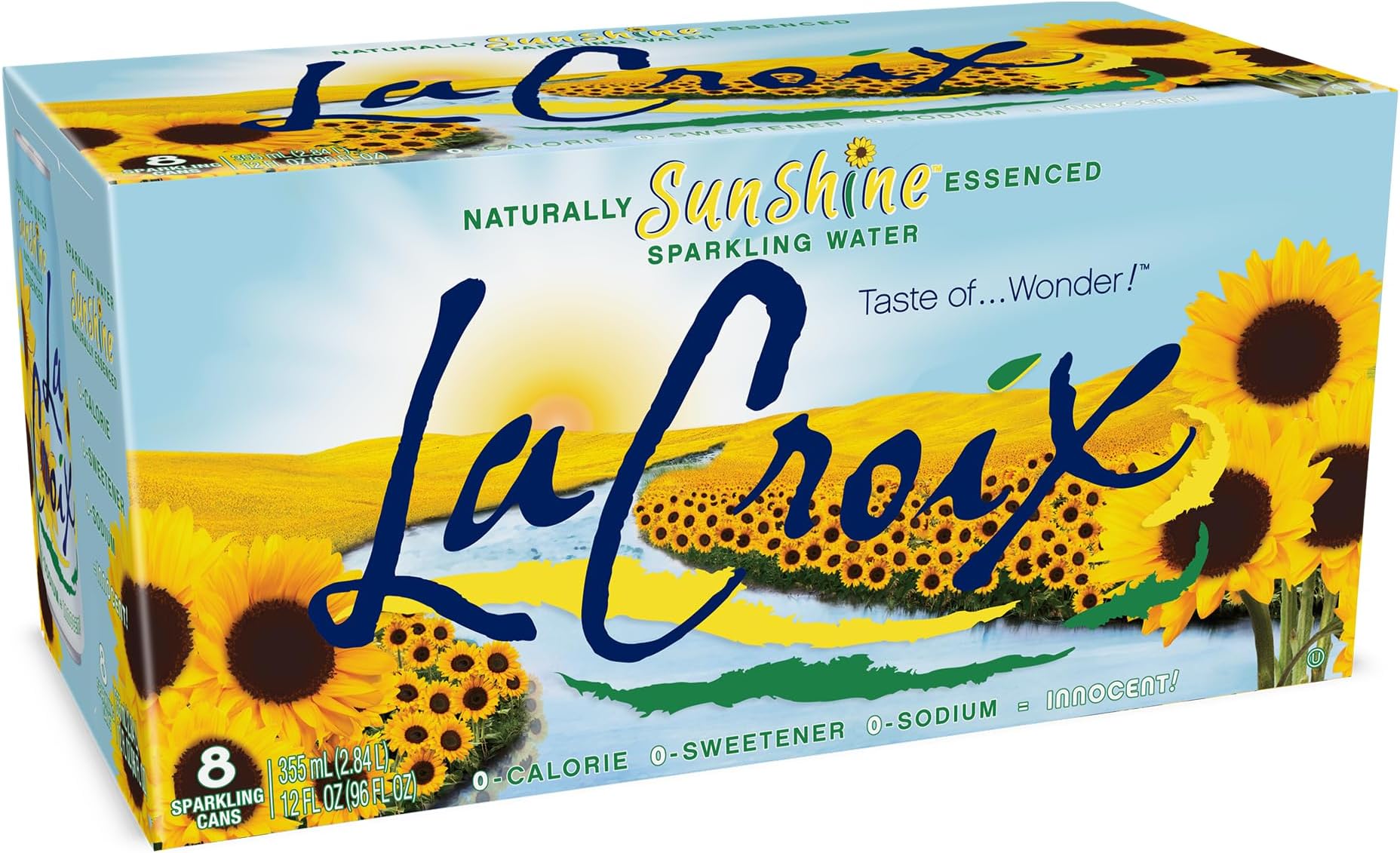 La Croix Sparkling Water, Sunshine, 8 Pack โ Zero Sugar, Zero Calories, Zero Sodium โ Taste of Wonder