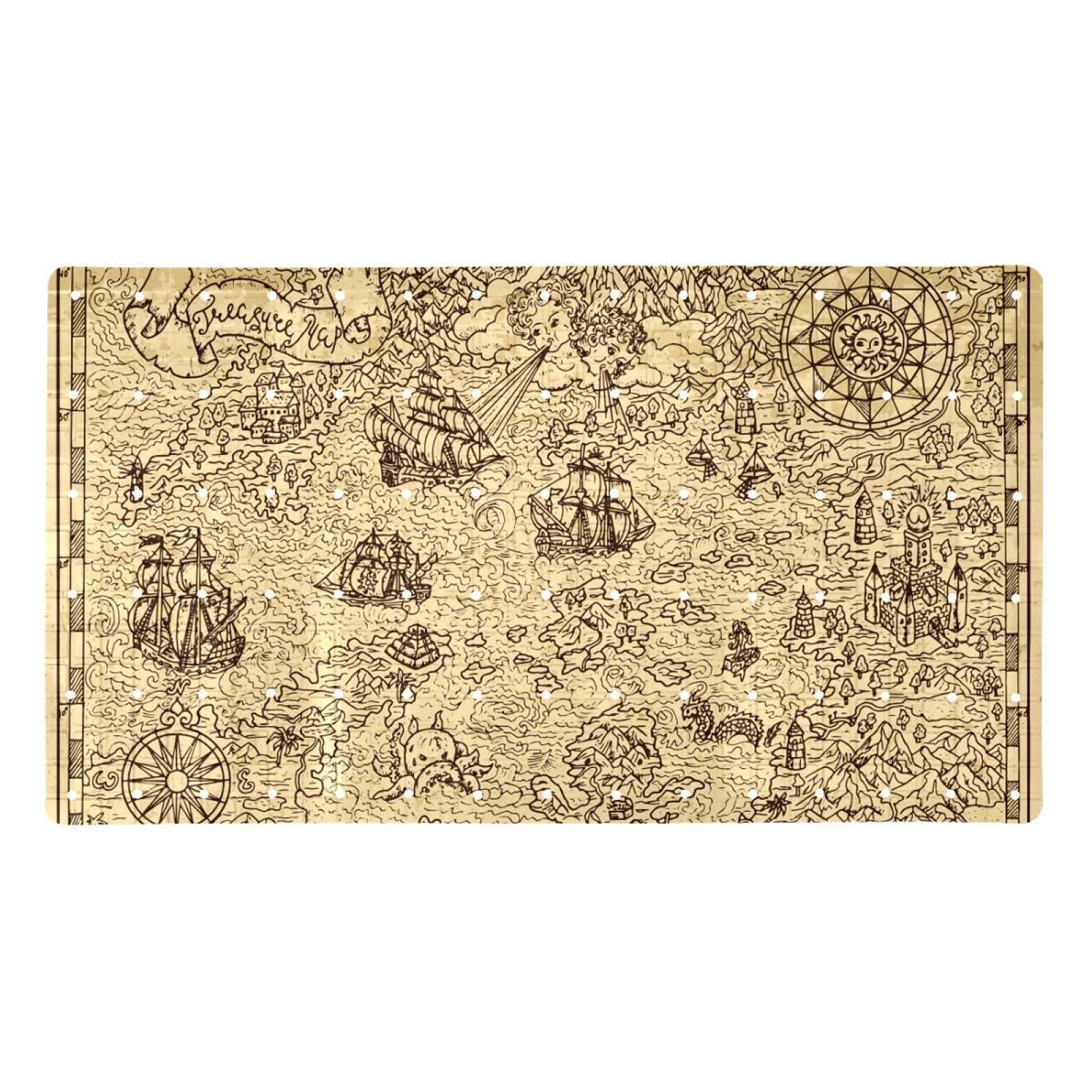 Tapis de bain antidérapant pour bébé style carte pirate vintage