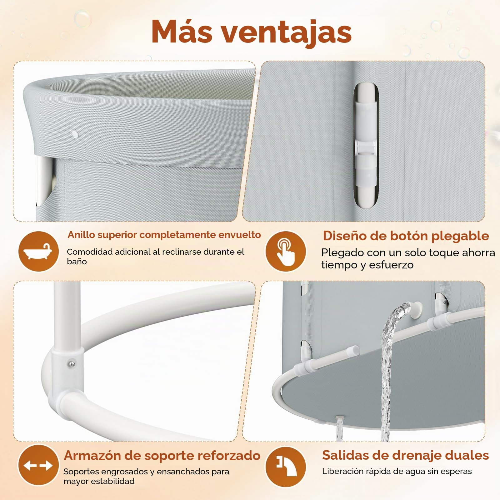 Bañera Portátil Plegable Ovalada para Adultos y Niños, Bañera Independiente para Baño Caliente y Frío