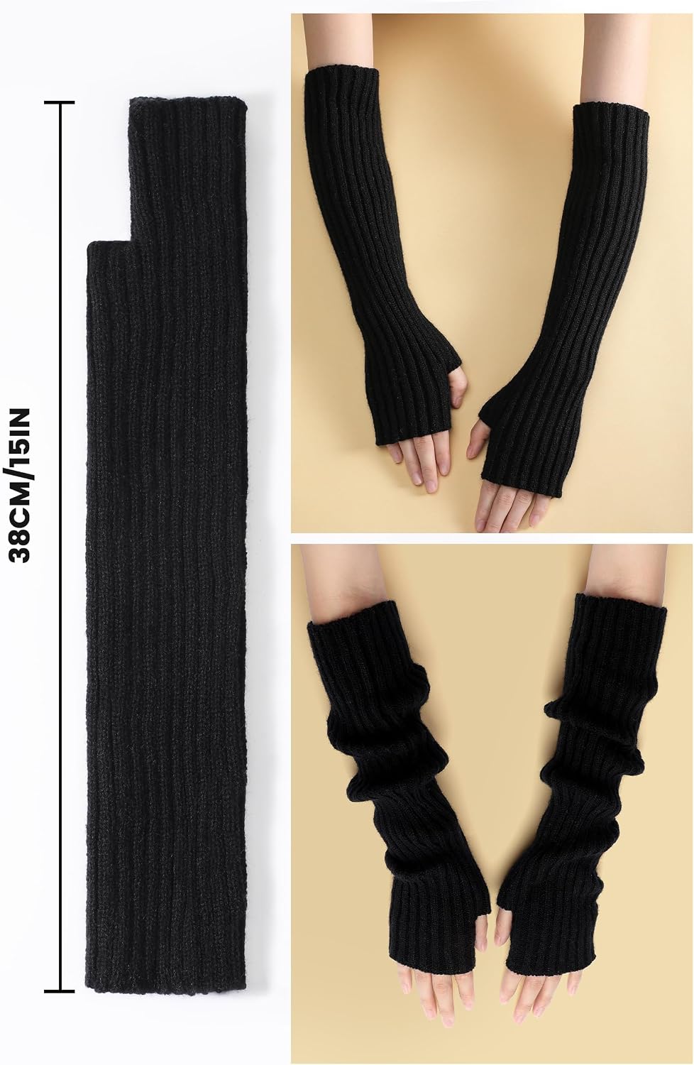 Clothirily Arm Warmers, Women's Winter Long Fingerless Gloves Knit Mitten Gloves Arm Sleeves for Women with Thumb Hole