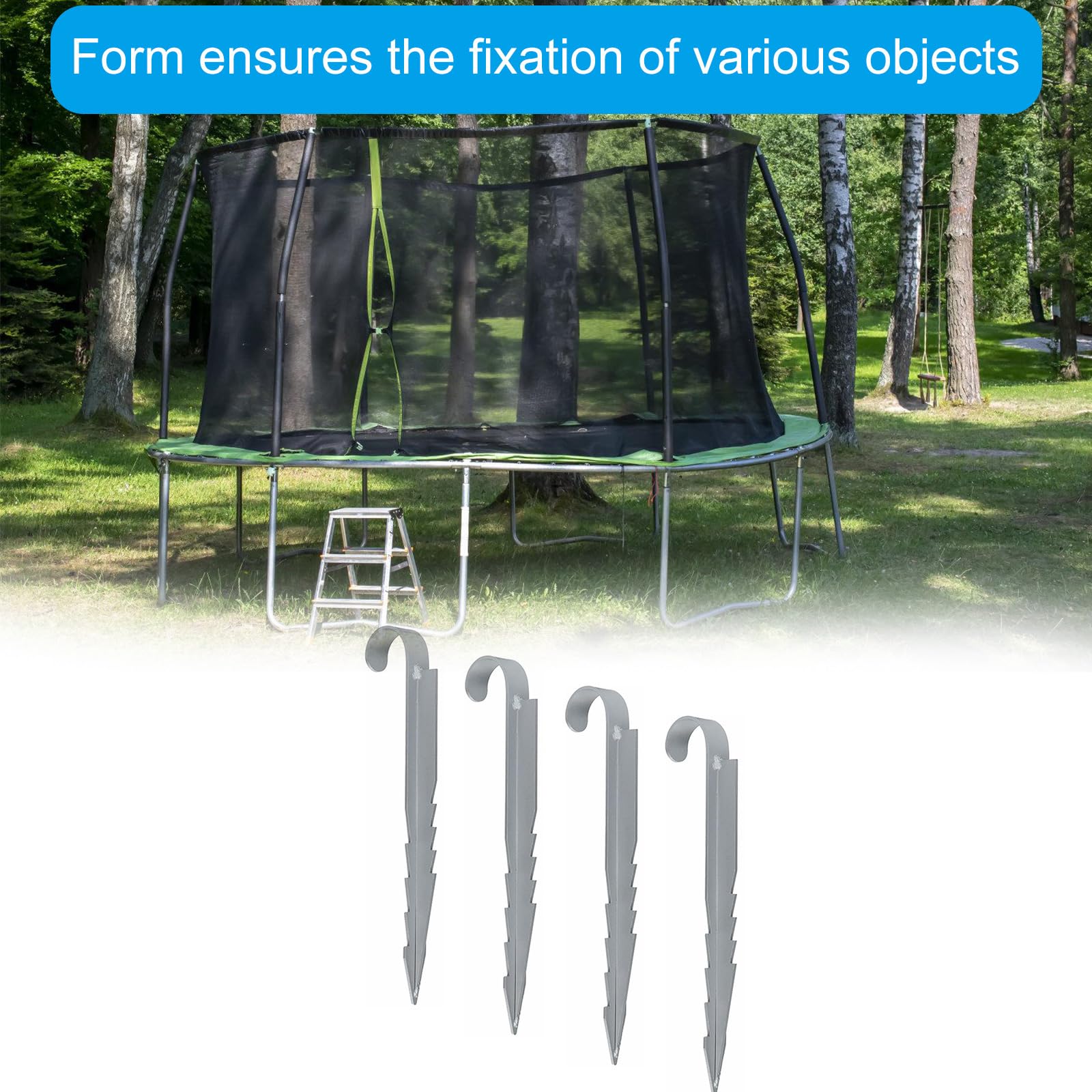 4 estacas de anclaje para jardín y paisaje, estacas de metal resistentes para tienda de campaña, trampolín, estacas de fijación para el suelo, estacas resistentes