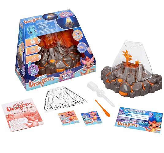Animagic Aqua Dragons Volcano | Build an Aquatic Ecosystem, Watch Prehistoric Pets Hatch & Grow | Science Kit with LED Light-Up Tank | Includes Exclusive RED Aqua Dragons | Ages 6+