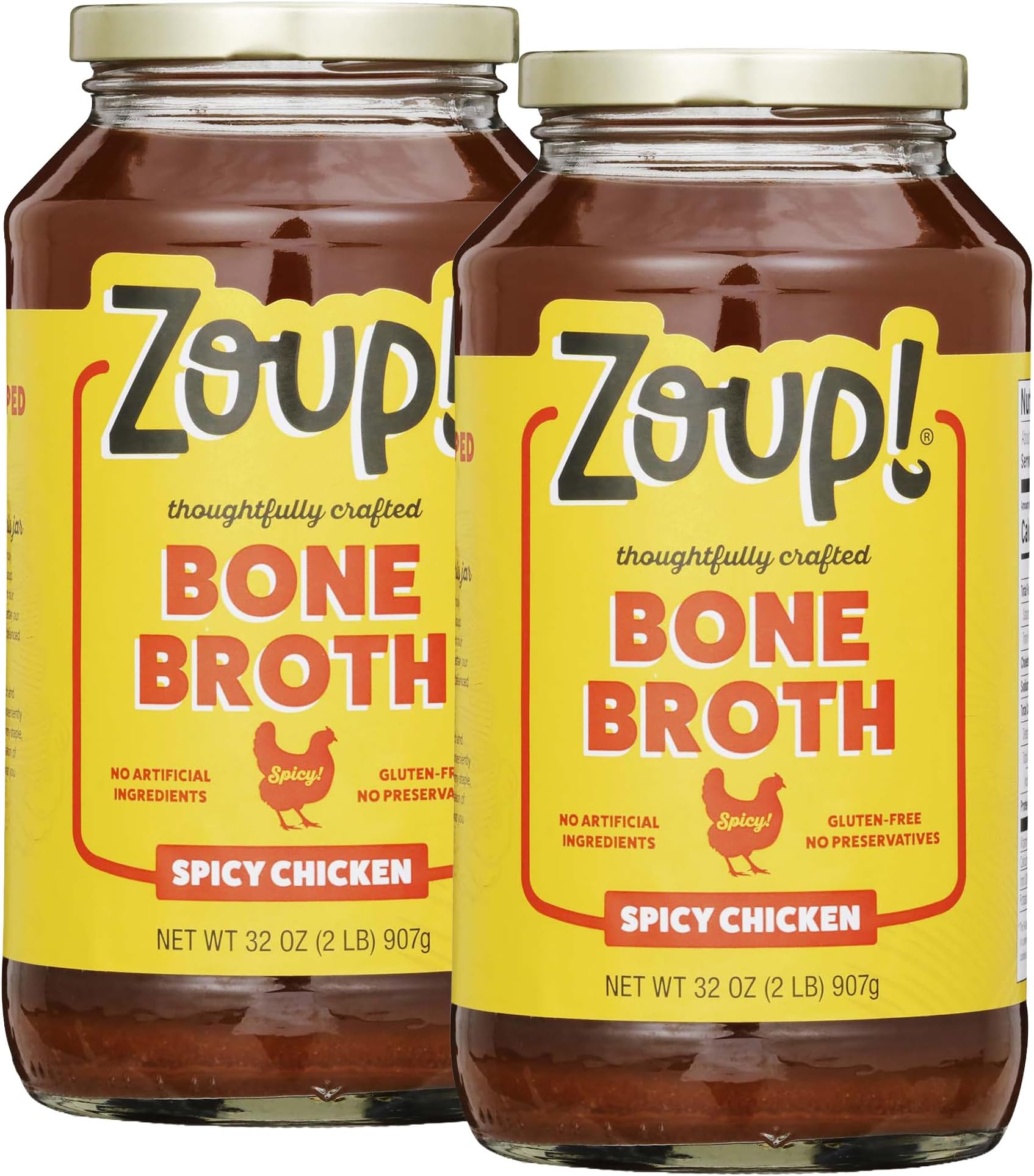 - Spicy Chicken Bone Broth by Zoup! Keto-Friendly, Non-GMO, Paleo-Friendly Clear Spicy Chicken Bone Broth - Great for Stock, Bouillon, Soup Base or in Gravy - 2-Pack (32 oz)