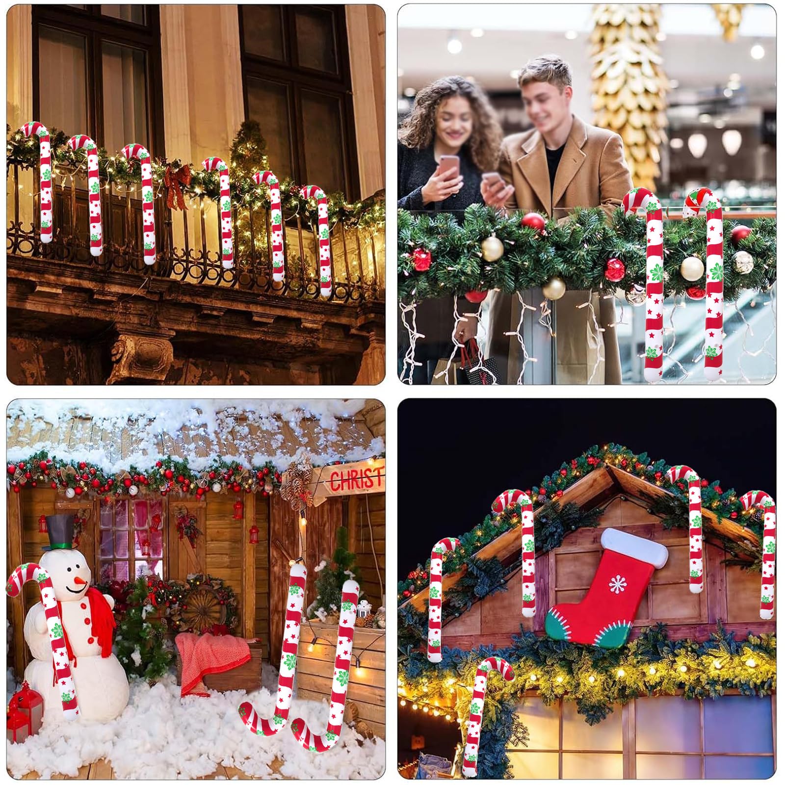 6 Stück Aufblasbare Zuckerstangen 90cm Aufblasbare Zuckerstangen Haustür Zuckerstangen Aufblasbarer Lutscher Groß Weihnachten Zuckerstange für Outdoor Haustür Innenbereich Weihnachtsdekorationen